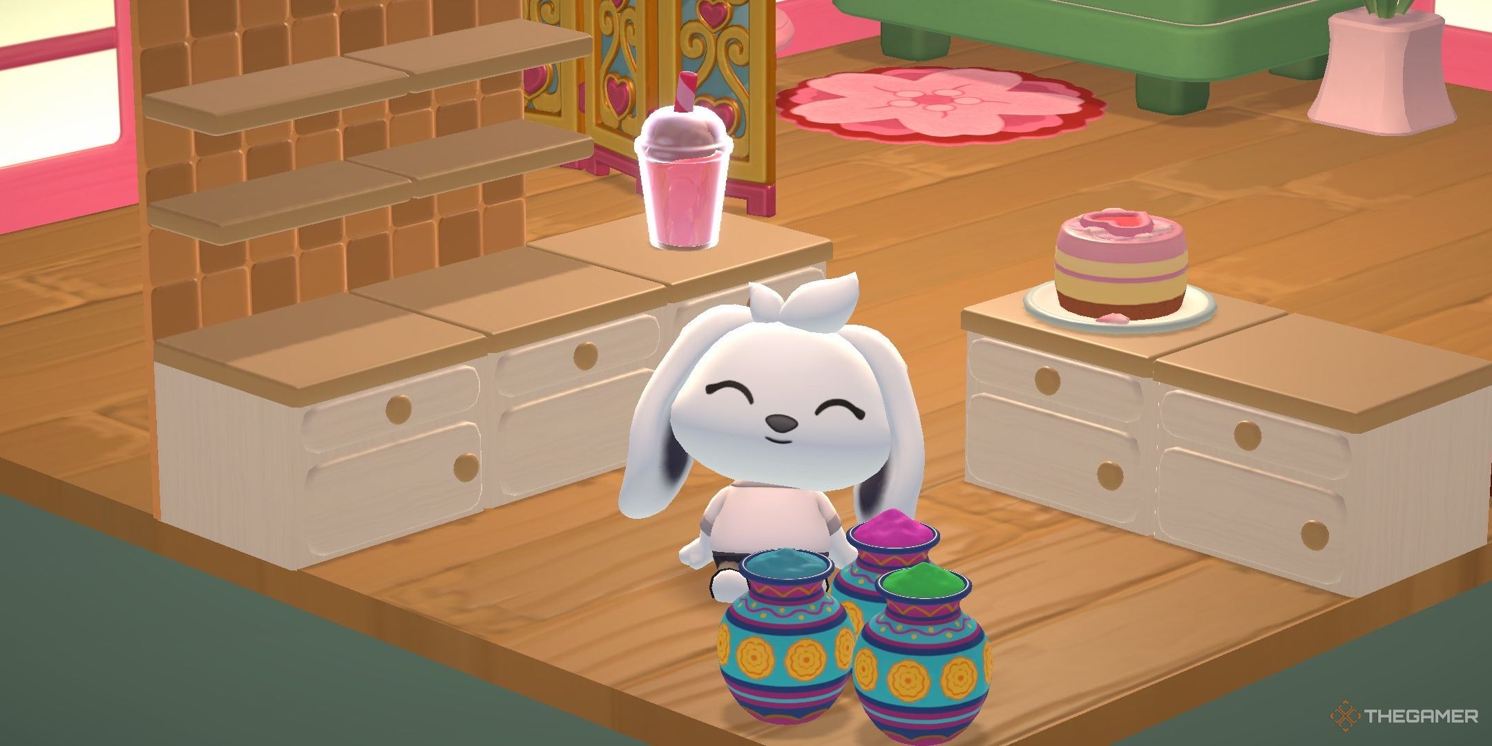 Hello Kitty Island Adventor, a player in the kitchen.