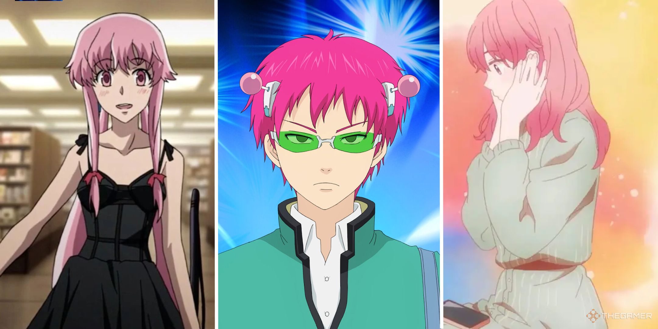 A distribution picture showing three Hollywood characters with pink hair ..