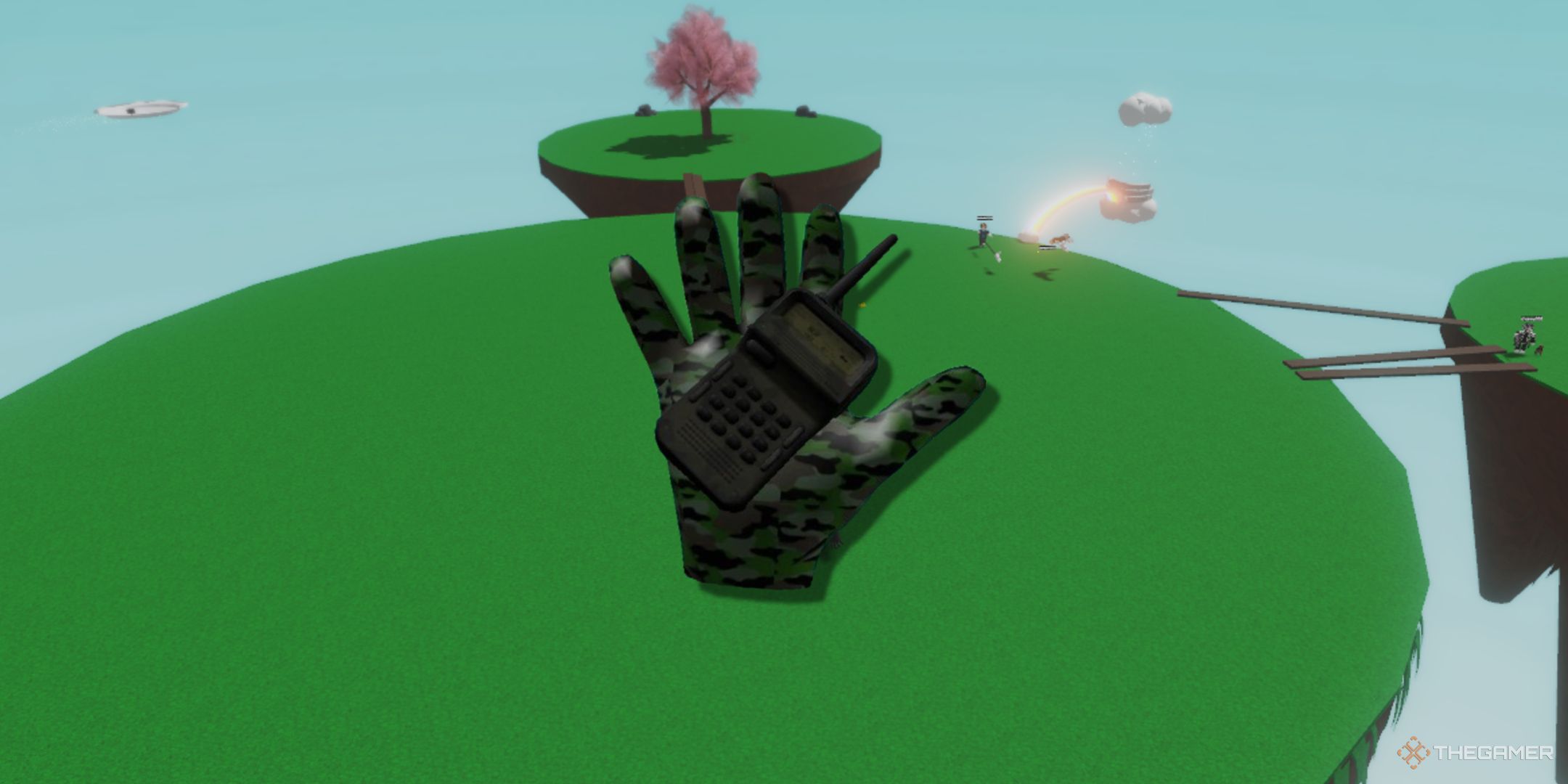 An image from Slap Battles on Roblox with a png of the Tank Glove.