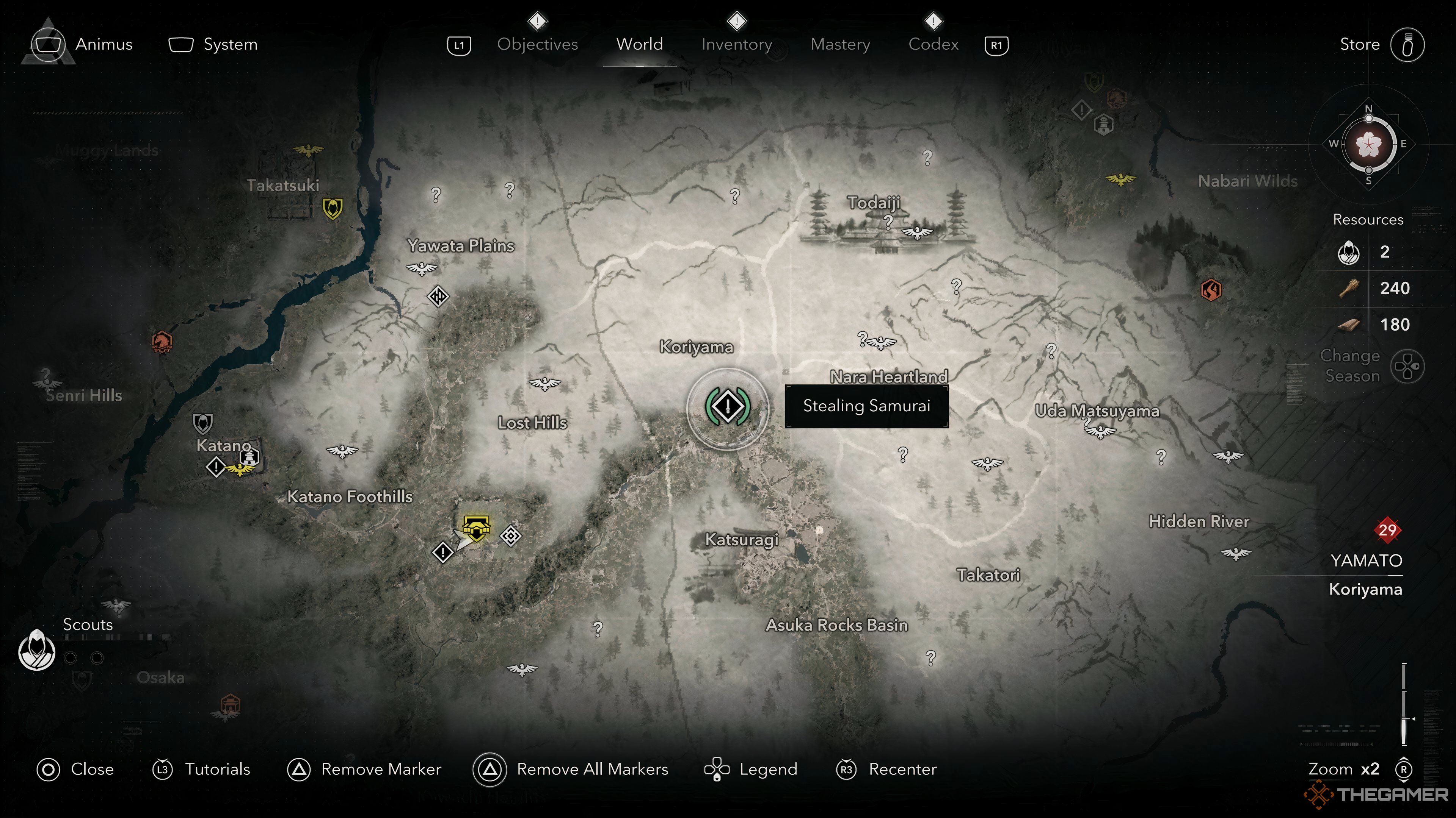 Haasan's profession to steal Samoro Side Quest shown on the map in the shadow of Hassan.