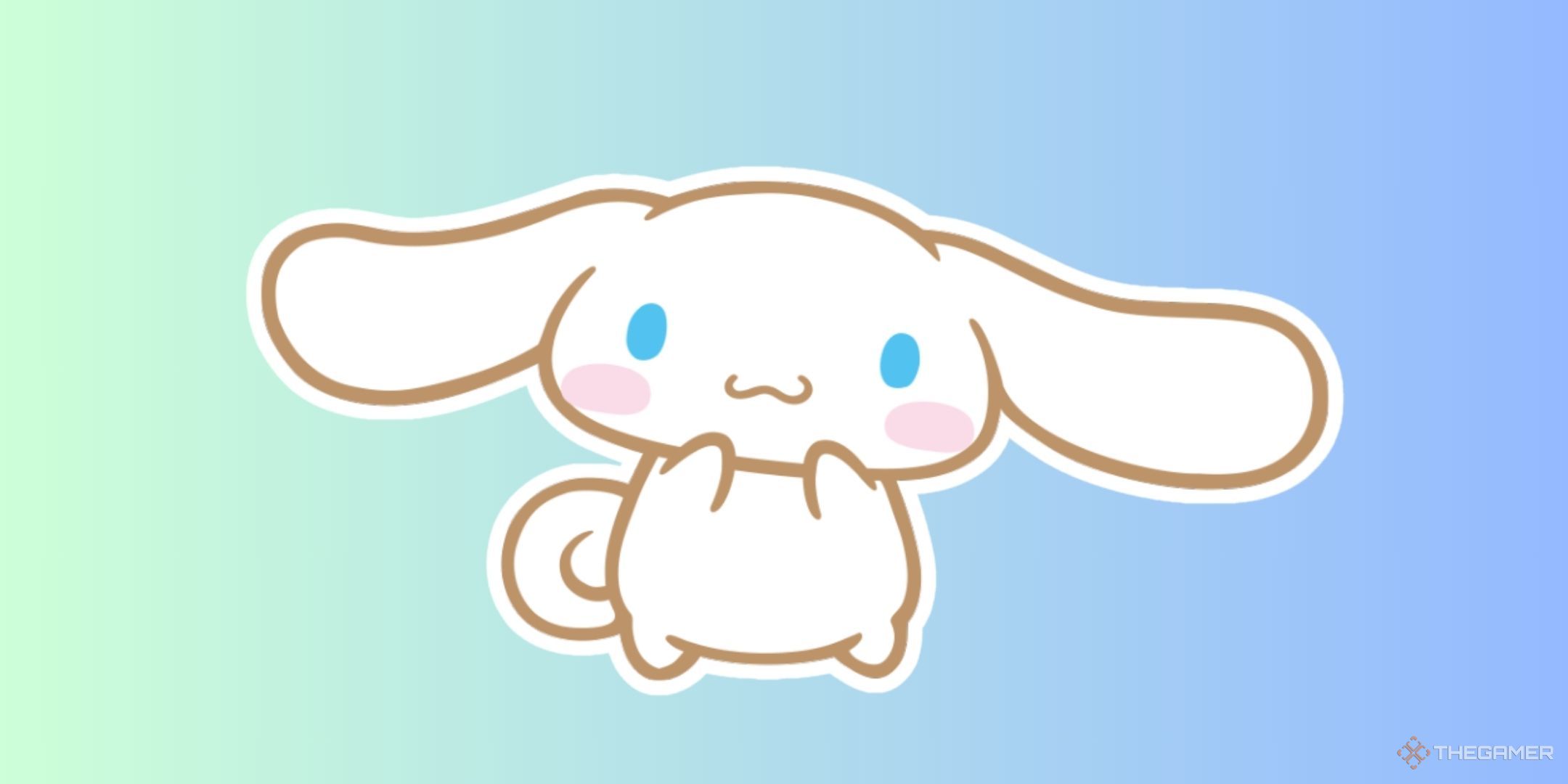 Cinnamoroll on a gradient blue background.