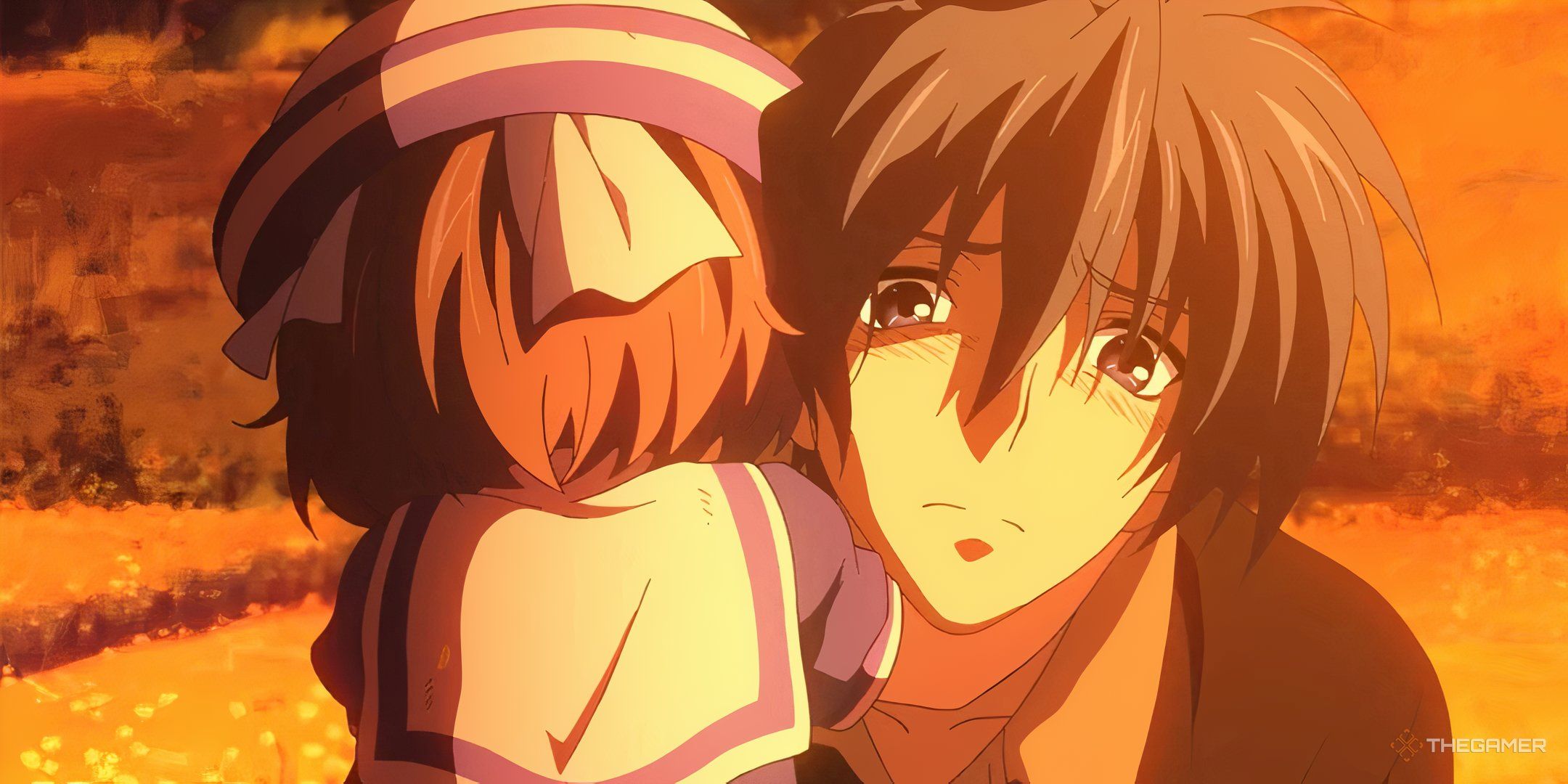 Woo Hio embraced his father, Tomoya Okazaki.