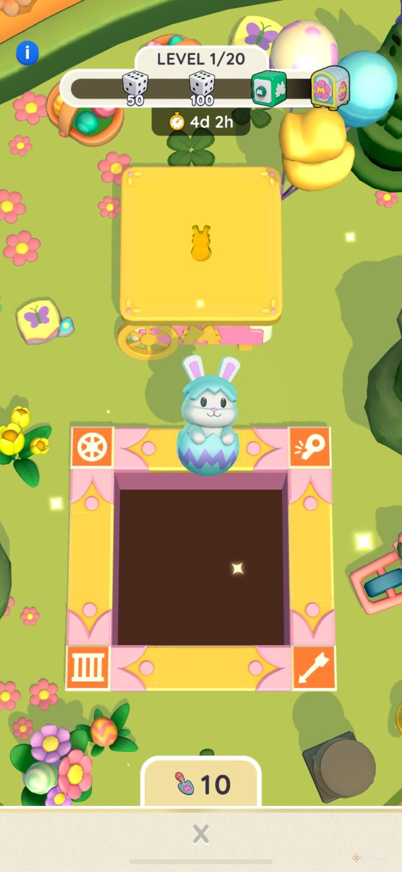 Clearing the first level of Spring Treasures in Monopoly Go.