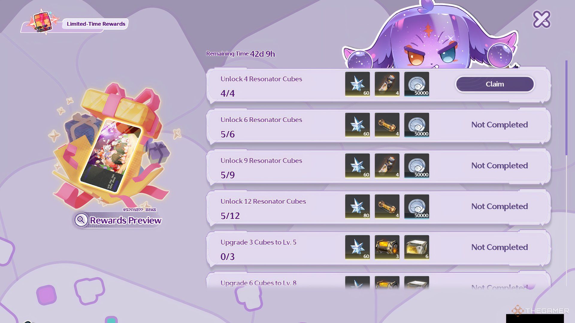 Cube, Cubic n Cubie limited reward screen in Wuthering Waves.