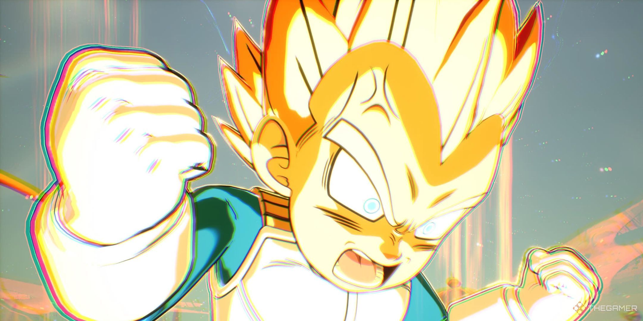 Vegeta transforming into Super Saiyan 3 in Dragon Ball: Sparking Zero.