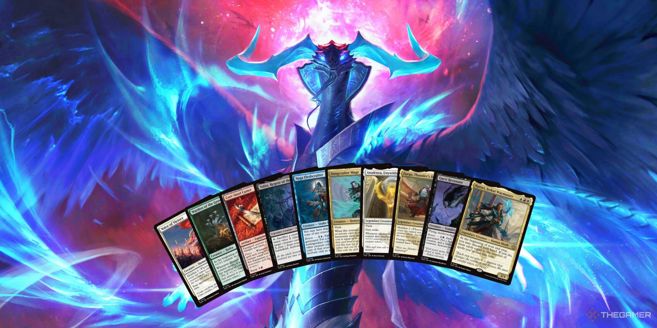 Ugin presents a spread of the ten rare cards representing the ten draft archetypes.