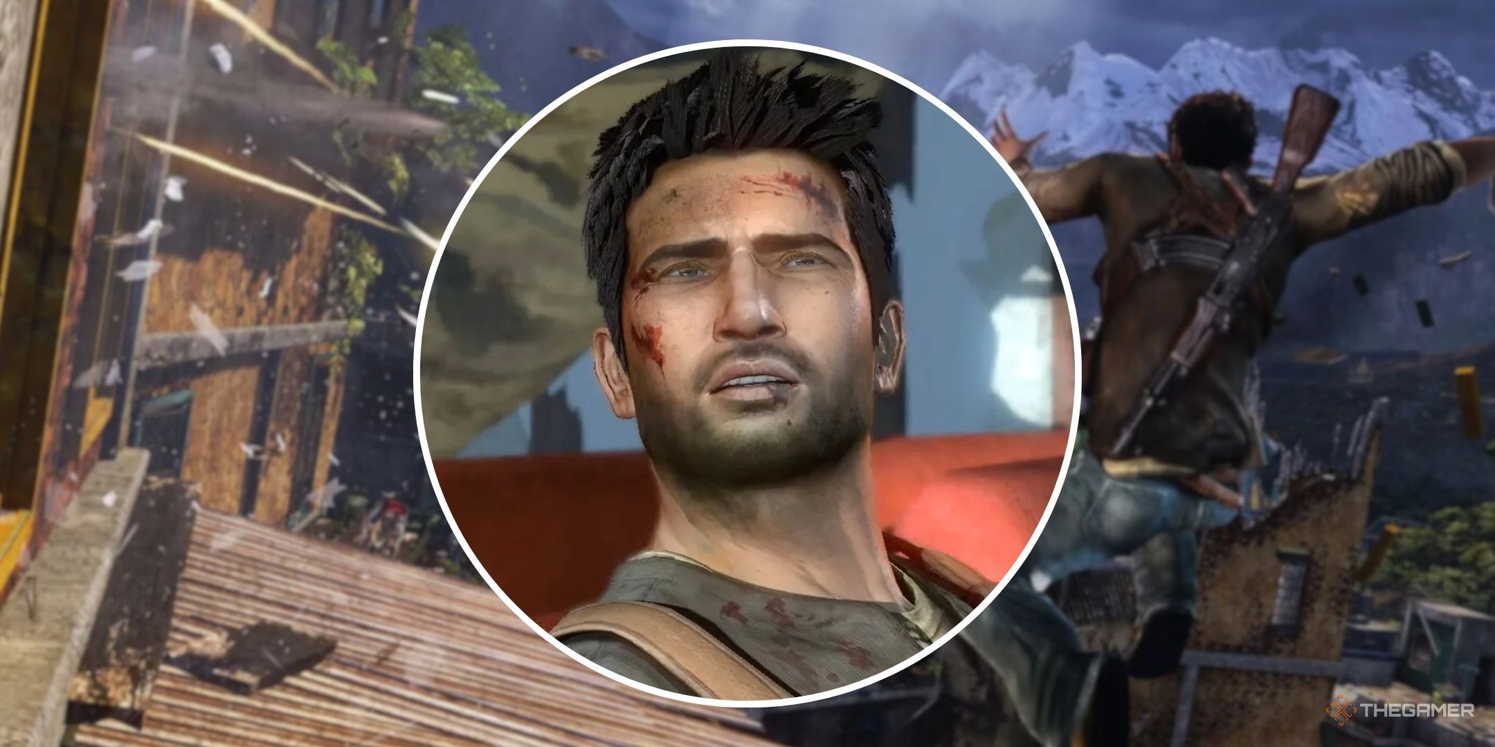 Featured image containing an Uncharted 2 screenshot as the background with Nathan Drake in a circle in the middle.