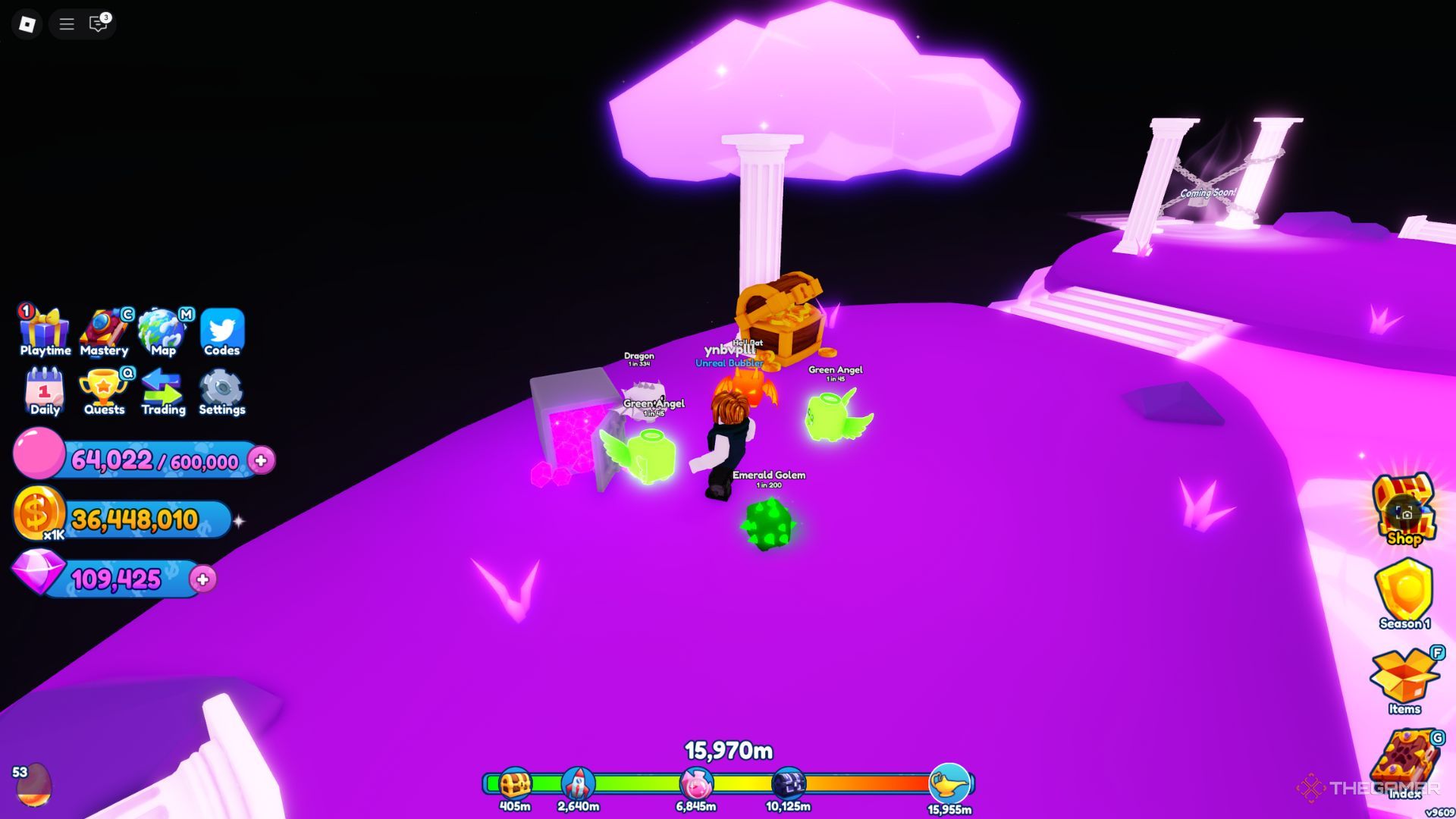 The role of the player shows the bubble gum simulator infinity in the Zen world.
