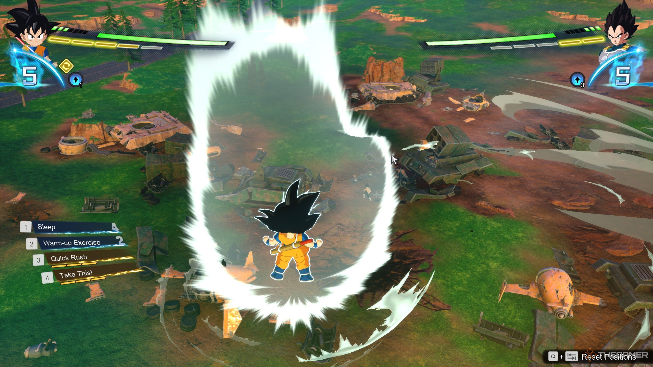 Goku Mini Ki charging in his base form in Dragon Ball: Sparking Zero.