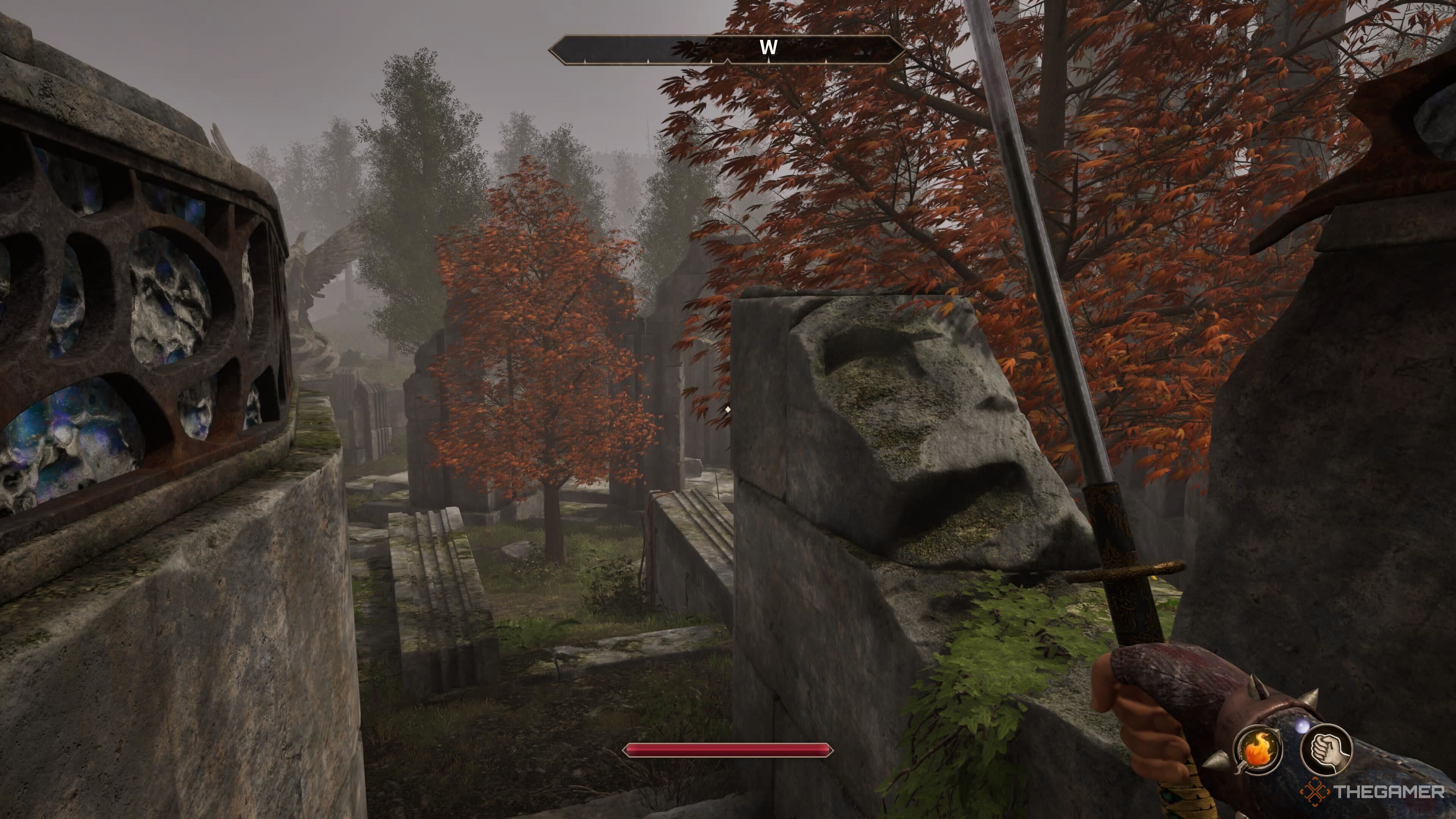 Lurking near a lake in Oblivion Remastered.