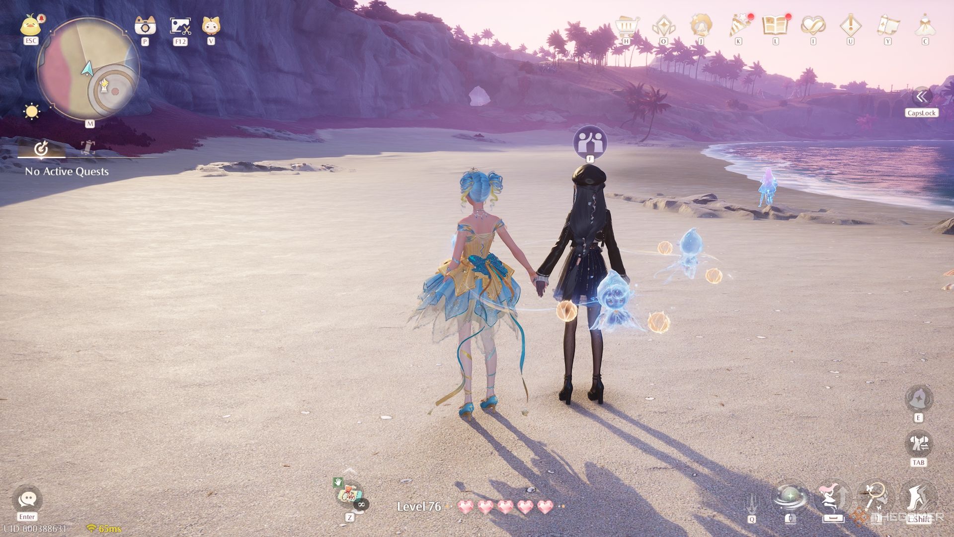 Holding two Nikki hands.