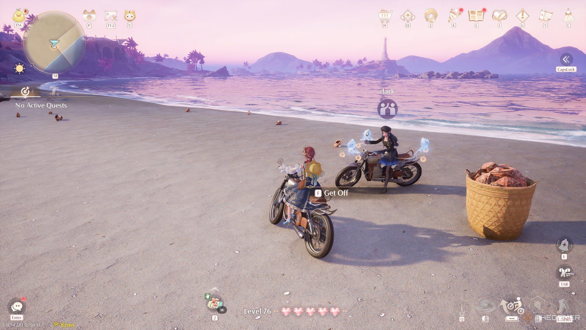Infinity Nikki two nieces boarded a motorcycle across the beach.