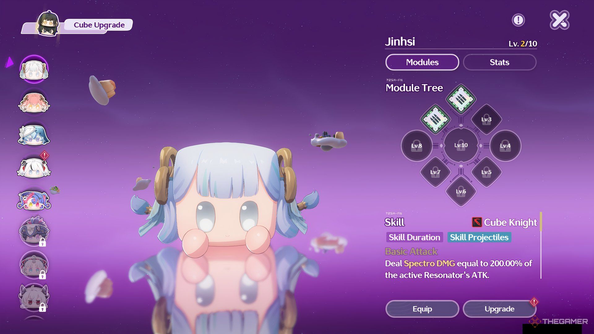 Jinhsi update in Cube upgrade menu in Cube, Cubic n Cubie event in Wuthering Waves.