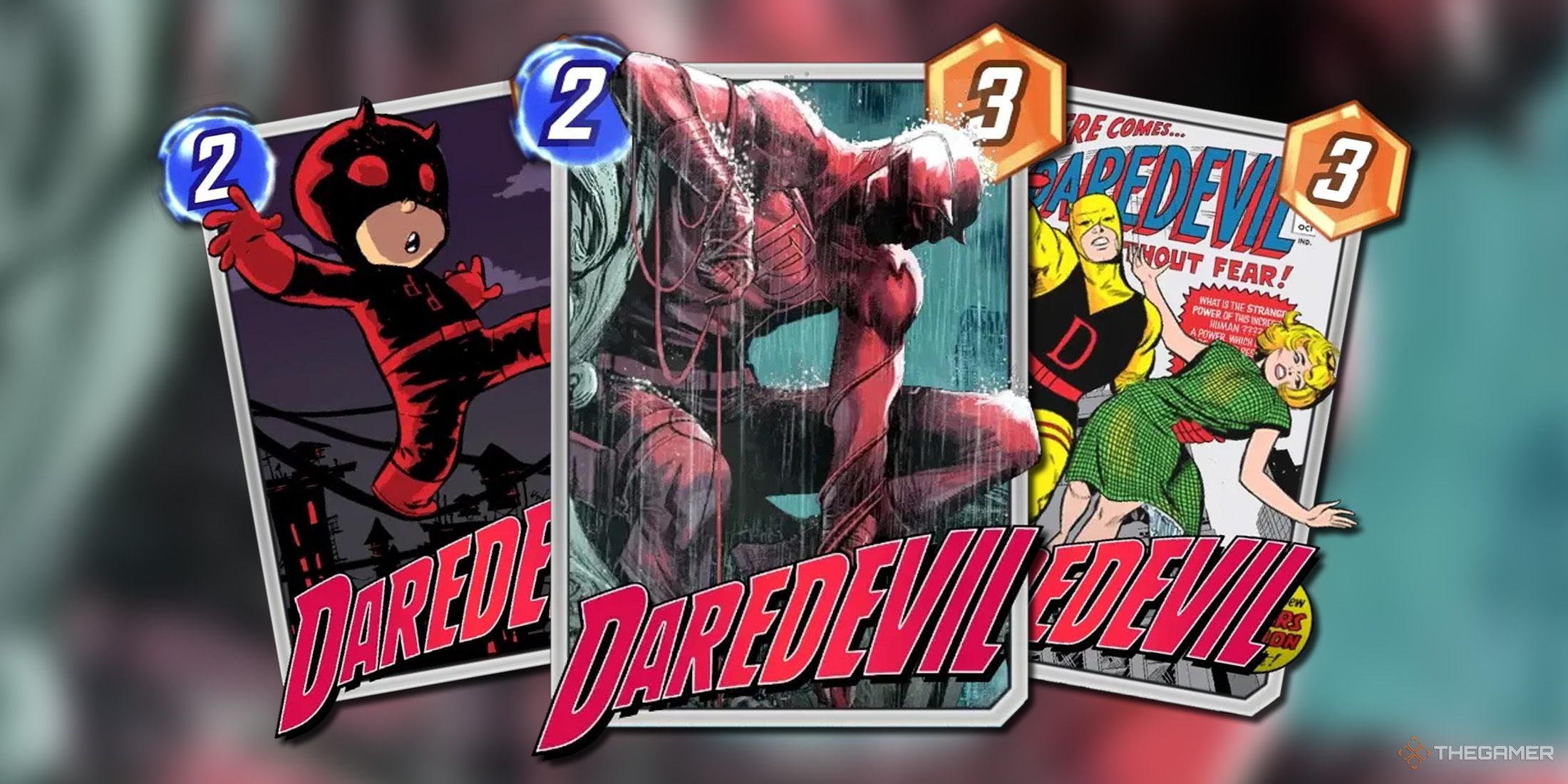 Marco Checchetto, Silver Age and Baby variants of Daredevil from Marvel Snap.