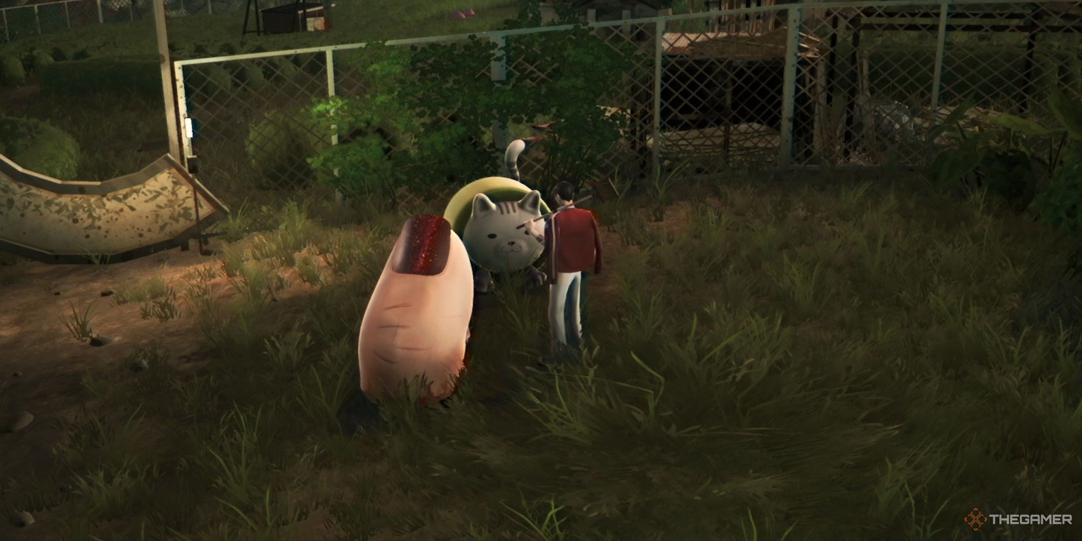 Michi and Pinky meeting Neko Roll in Promise Mascot Agency.