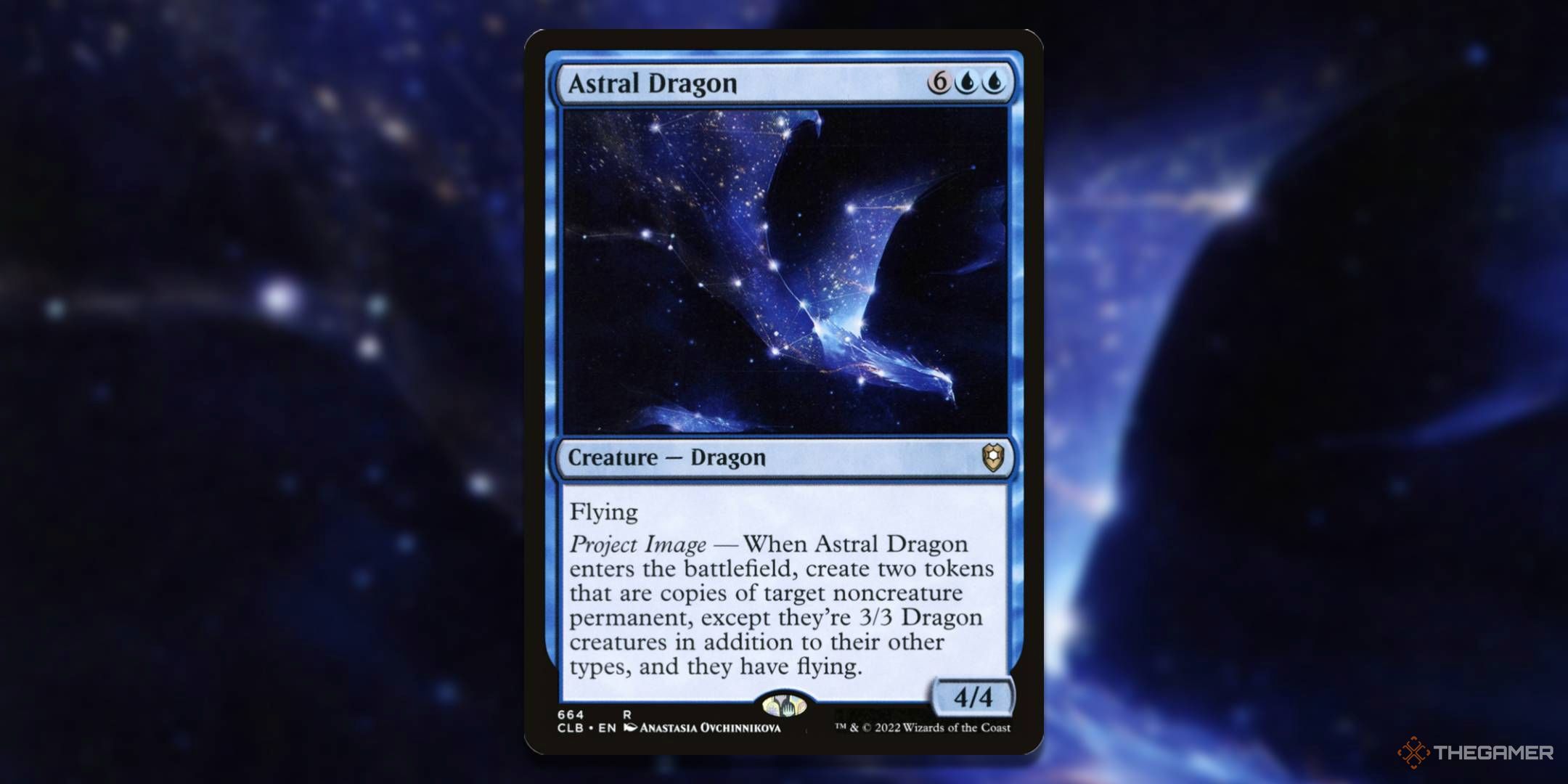 MTG Esthetic Dragon Card with Art in the background.
