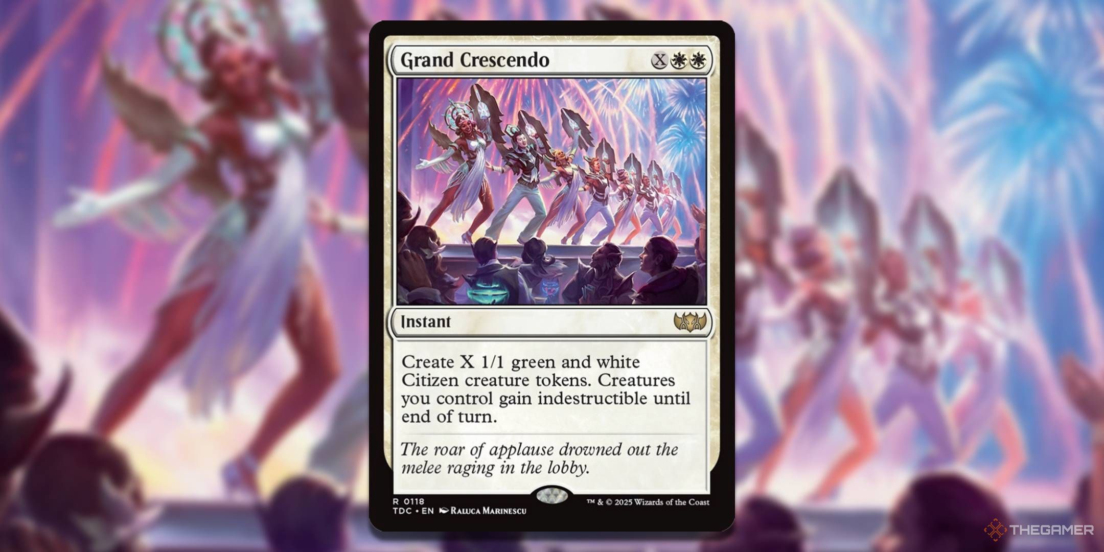 MTG Grand Cresando card with art in the background.