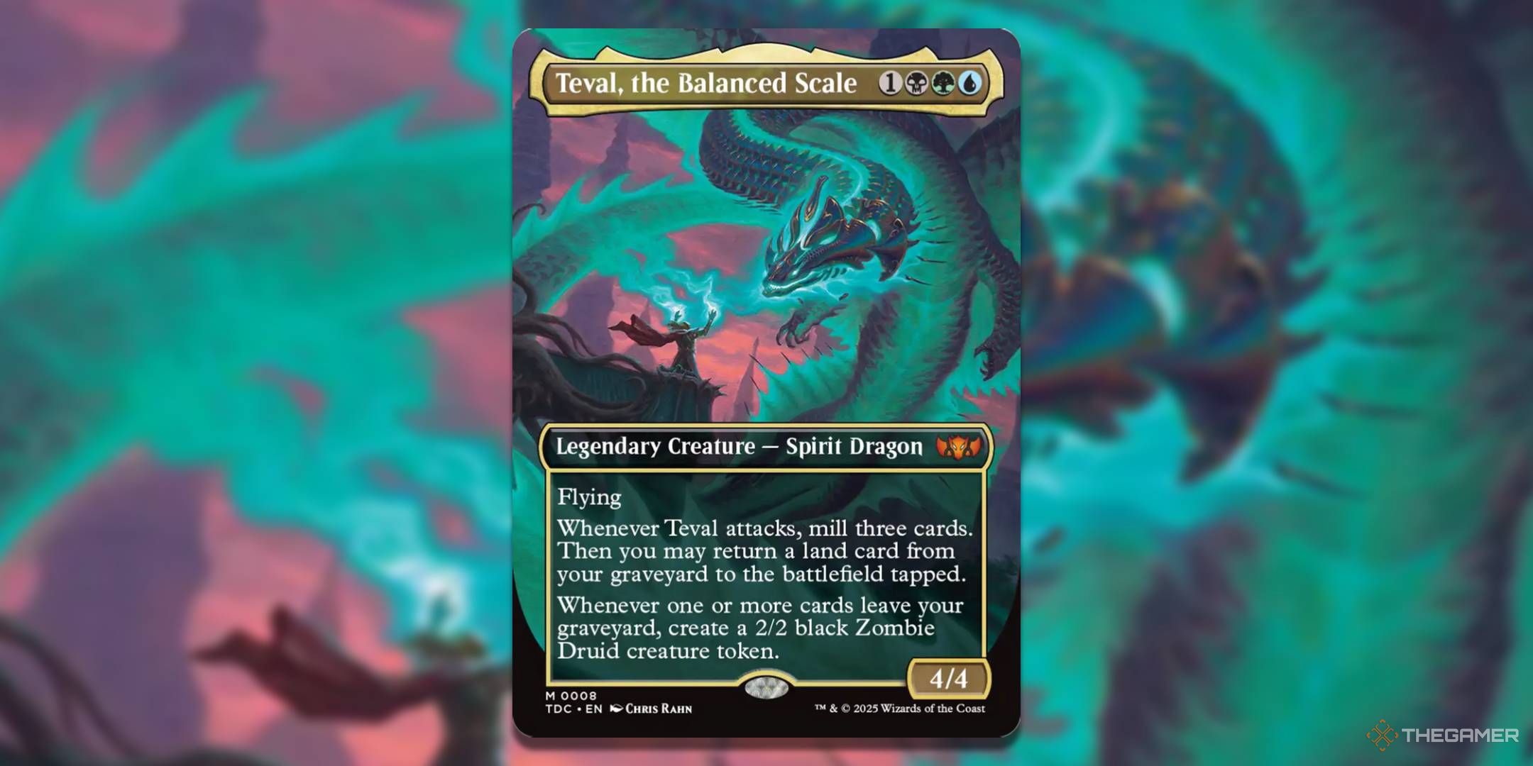 MTG Teval, the balanced shell card with the art in the background.