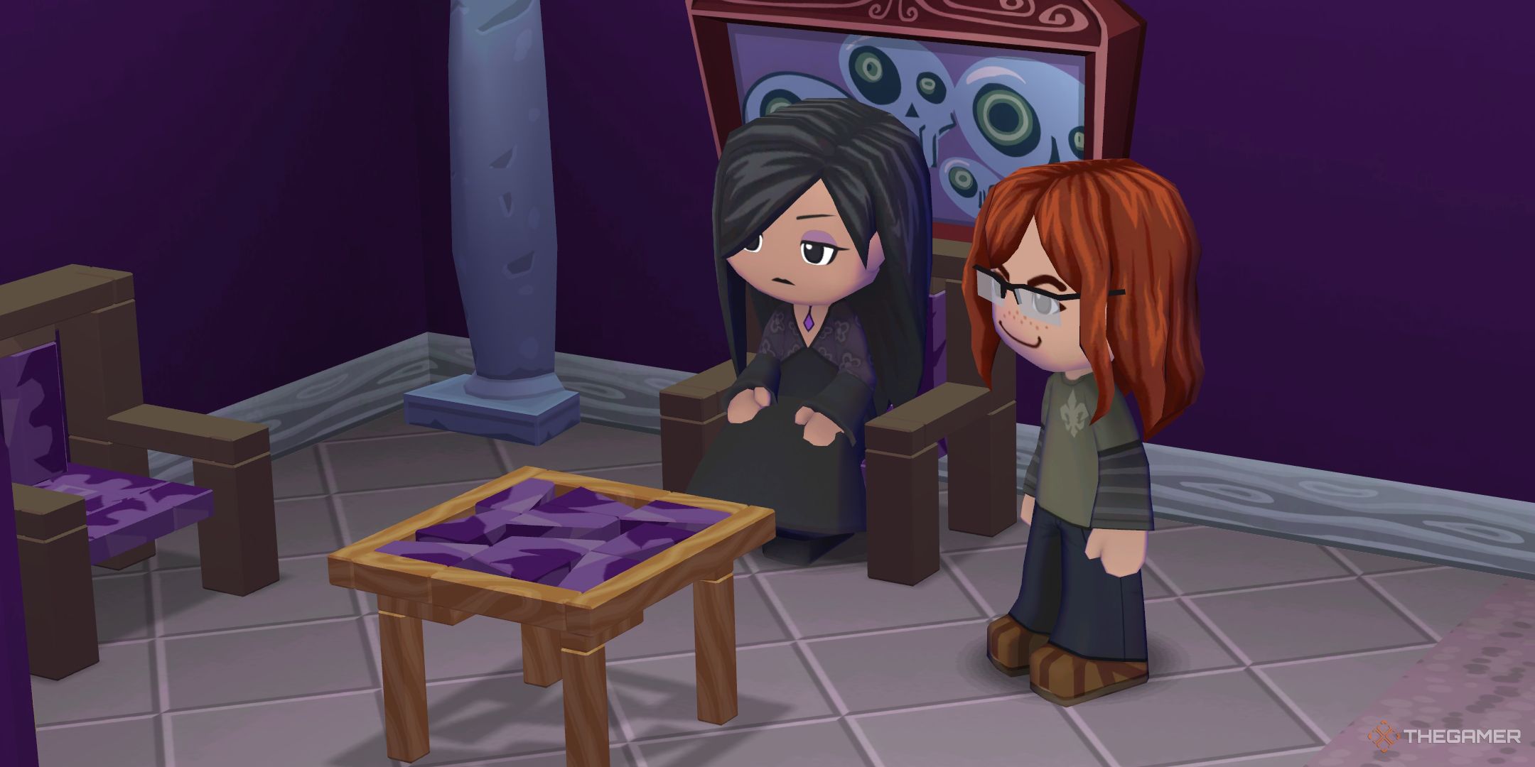 My sim with violet in her house in mysims