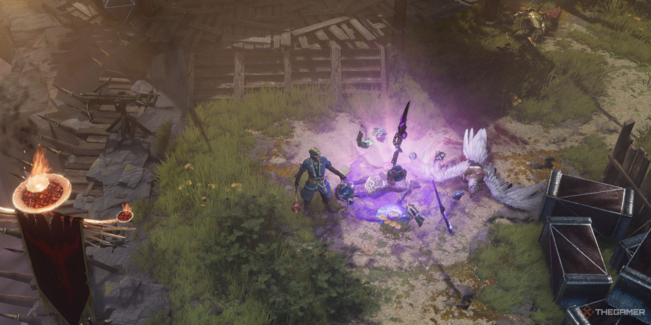 A Mage standing before a fallen Nemesis in Last Epoch.