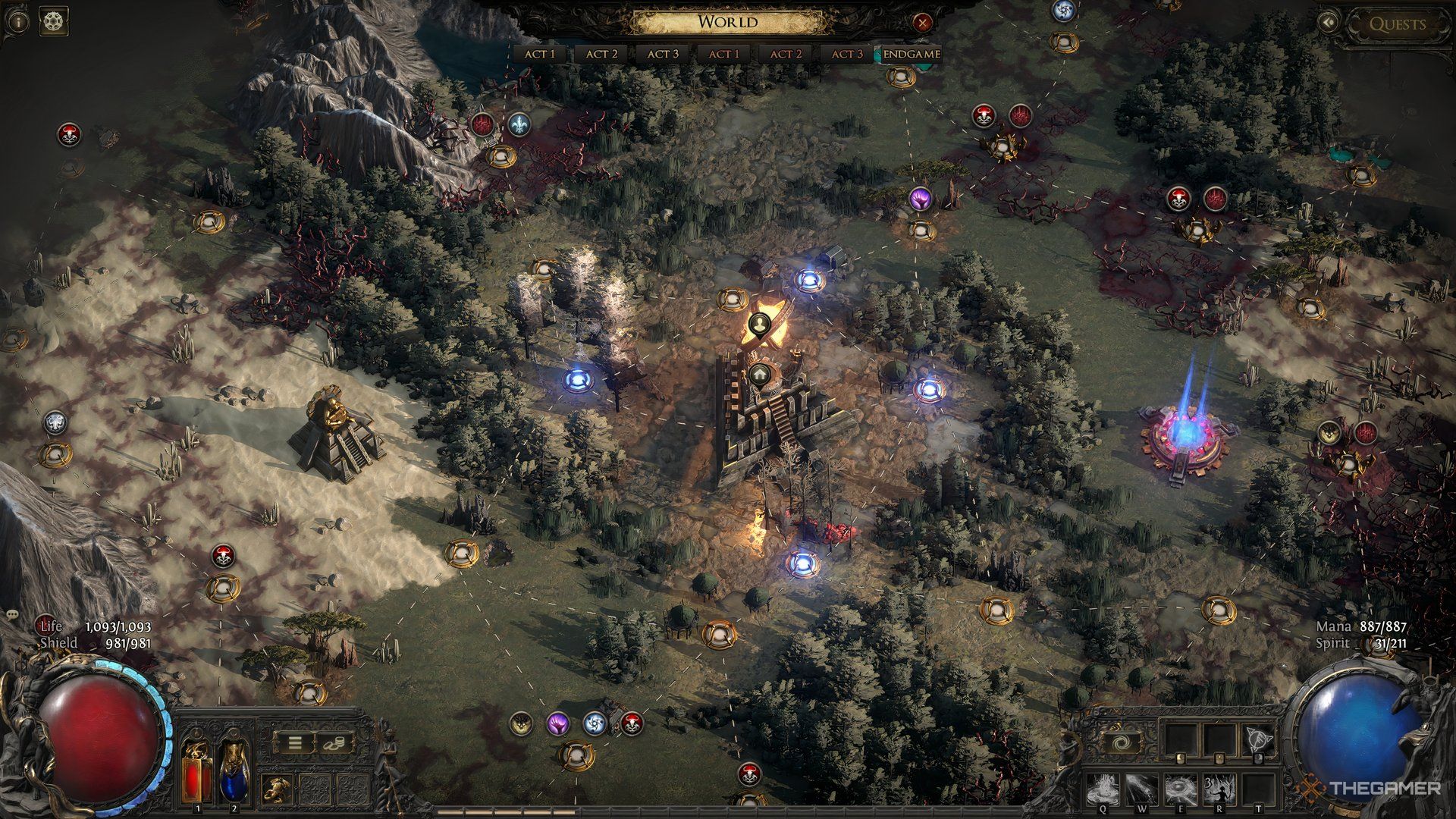 Path of Exile 2 endgame maps main display with nodes.