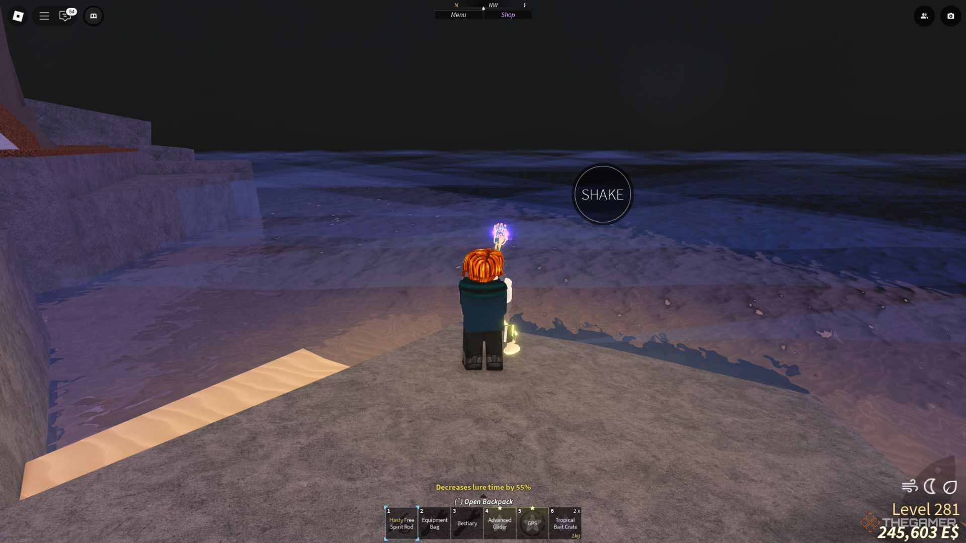 The role of the player is fishing using a free spirits rod in the waving area in the fish.