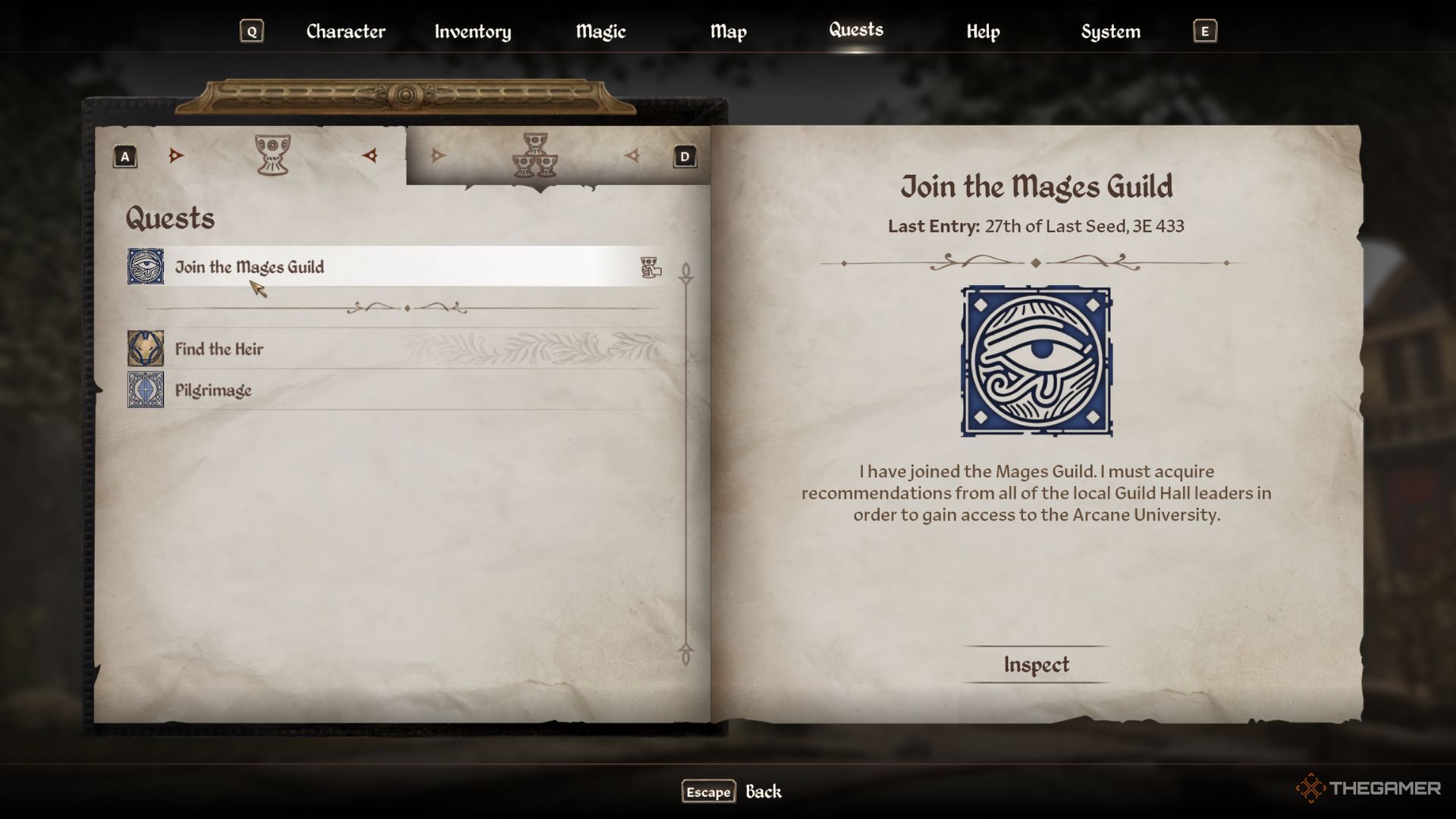 The role of the player shows a struggle tab with the invitation of Maj.