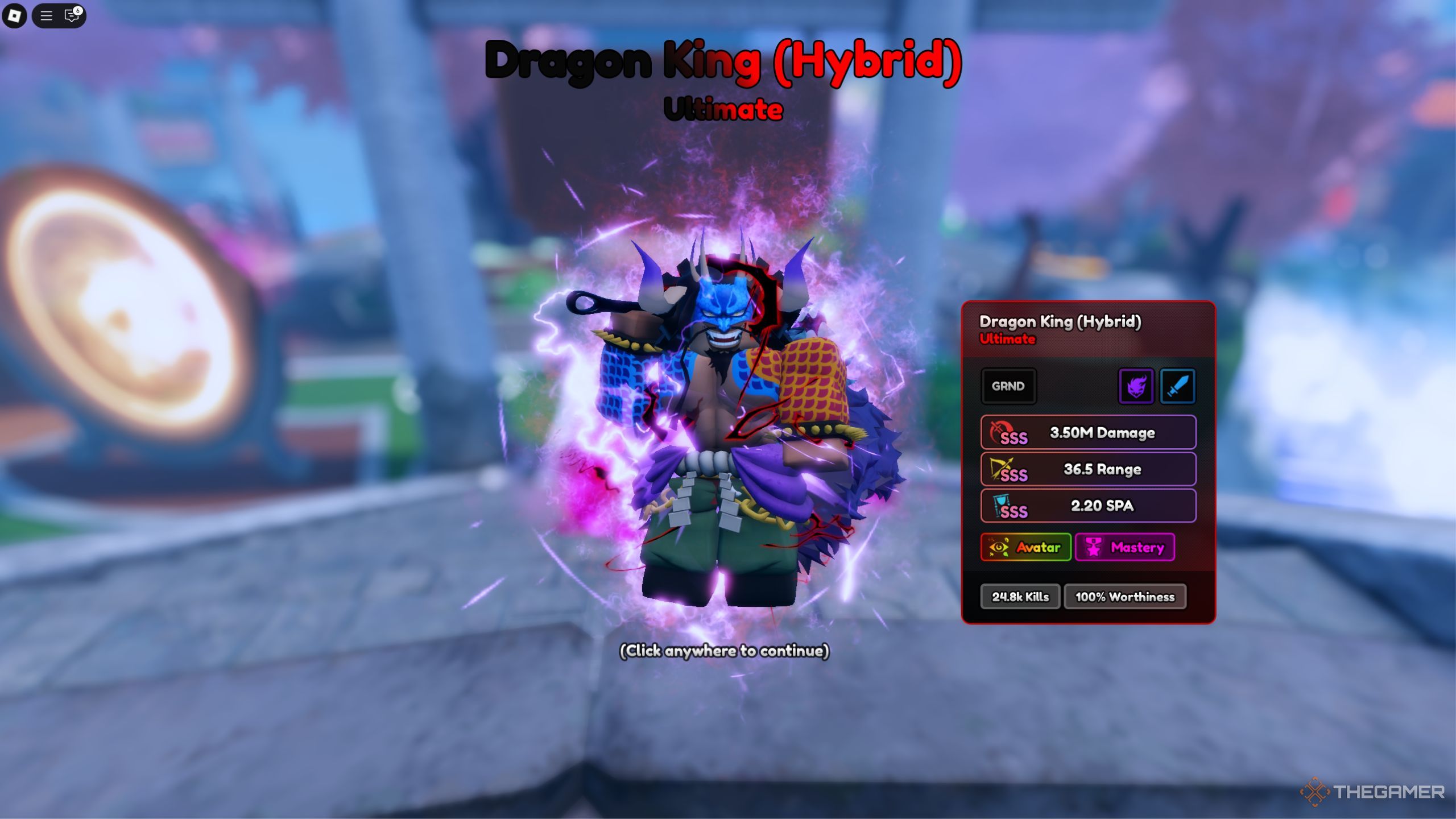 Roblox mobile phones last stand dragon King Hybrid Showcase with good statistics.