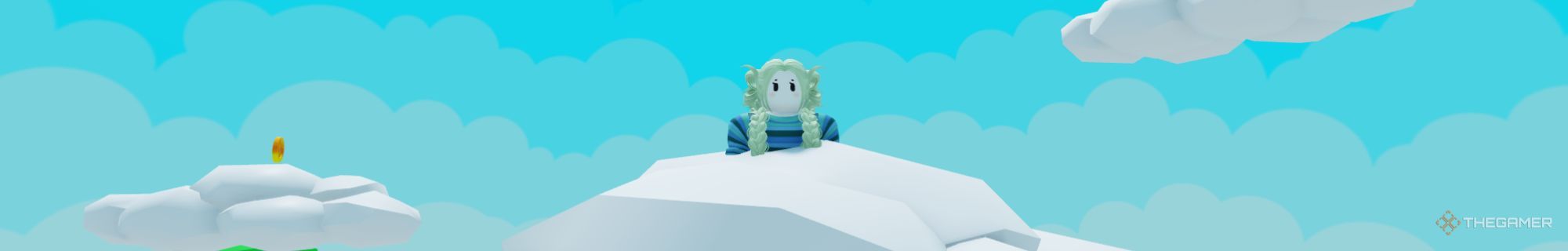 Roblox character in the clouds in Bubble Gum Simulator Infinity