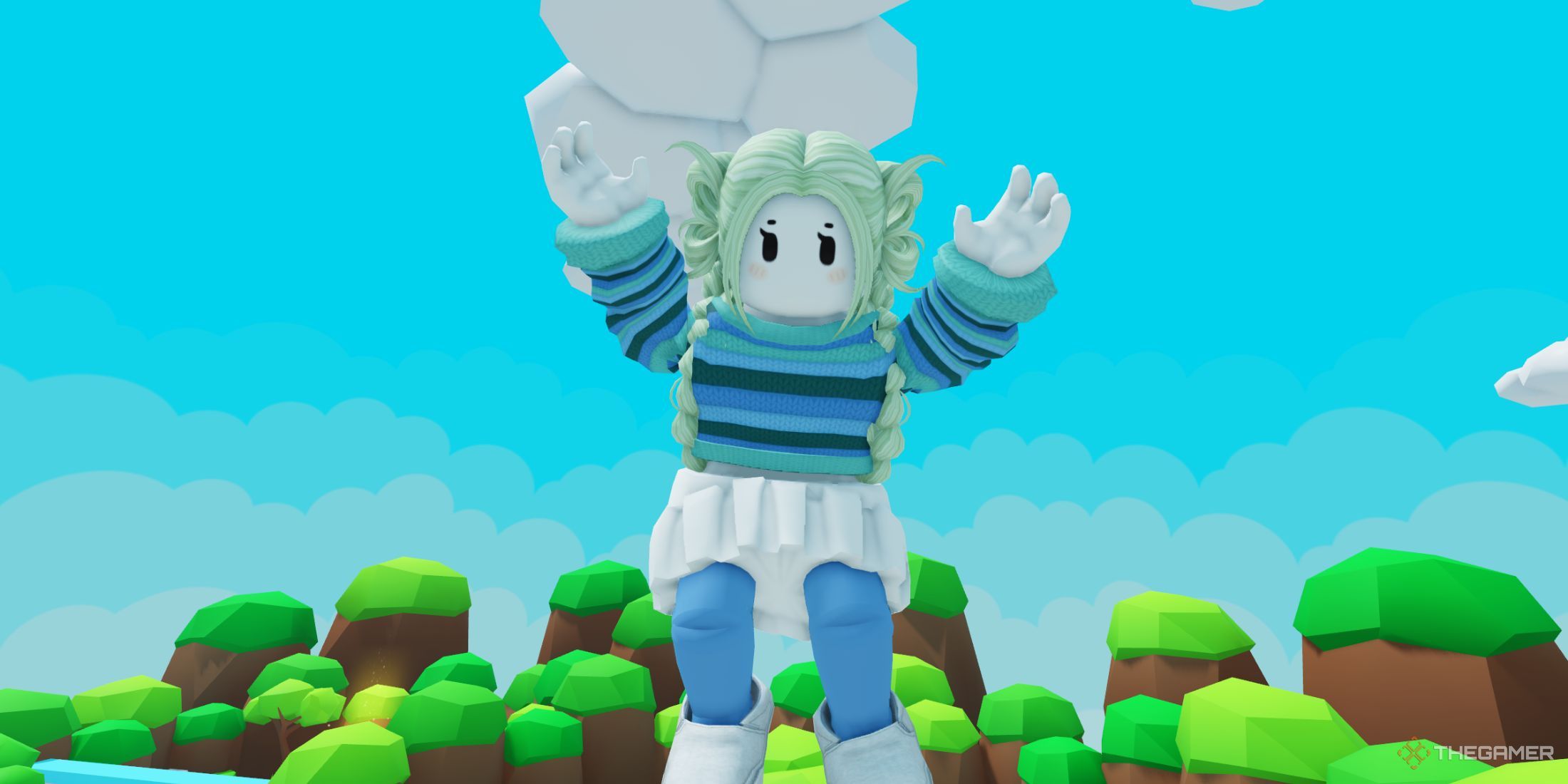 Roblox character jumping in Bubble Gum Simulator Infinity.