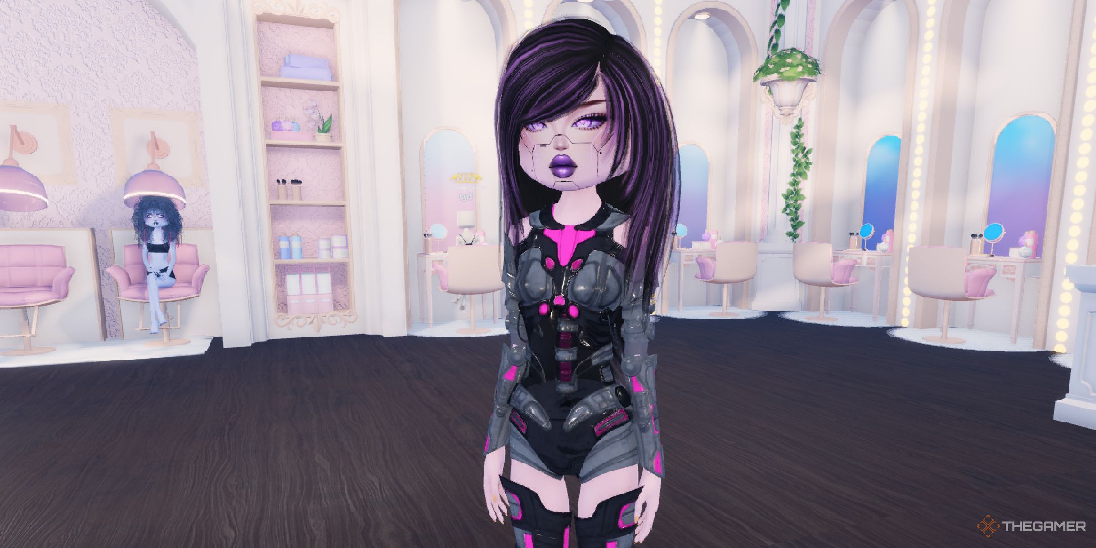 Roblox Dress to Impress - A player wearing cyberpunk clothing.