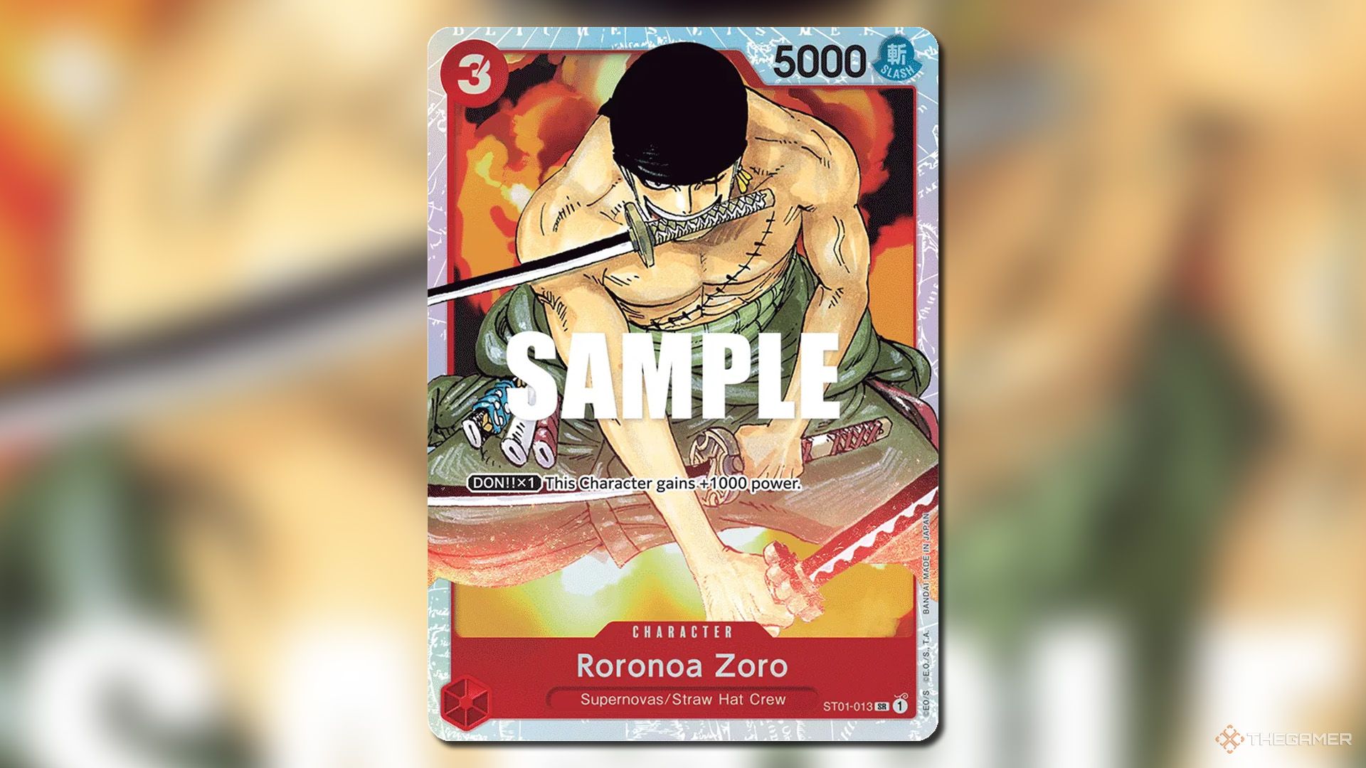 Roronoa Zoro character card from the Straw Hat Crew set in One Piece Card Game.