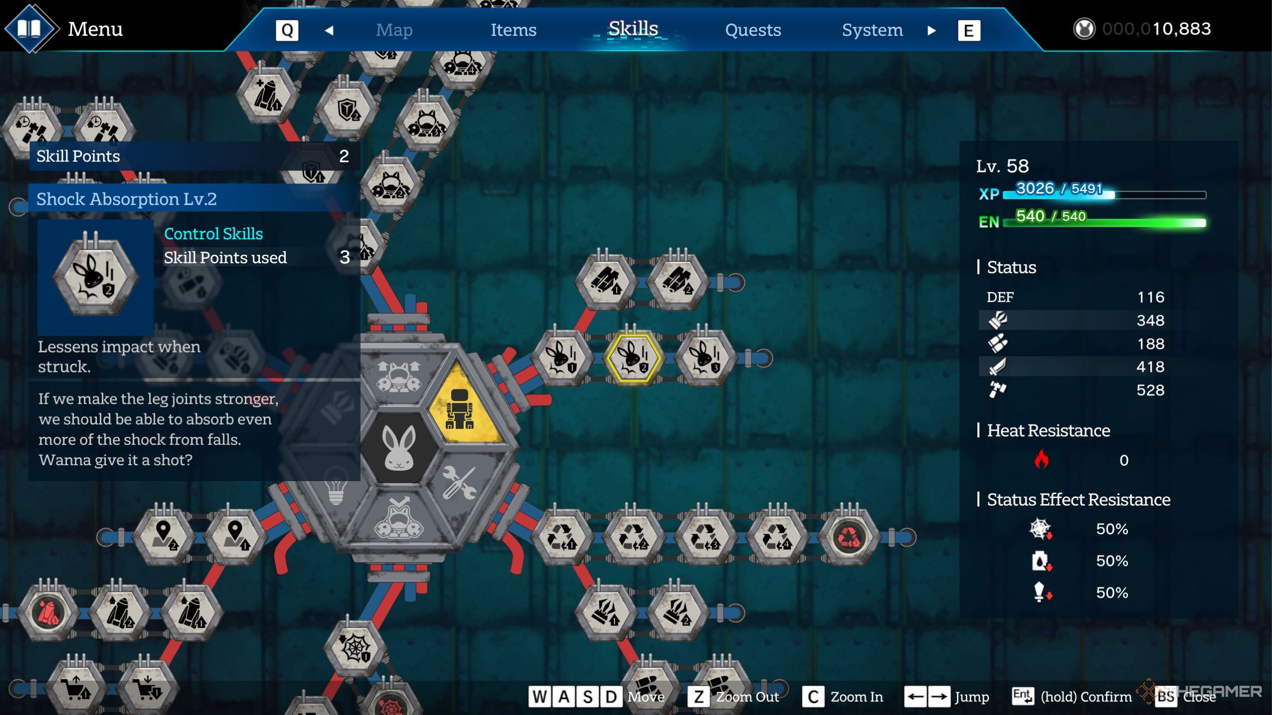 Rusty rabbit shock absorption skills on the talent tree.
