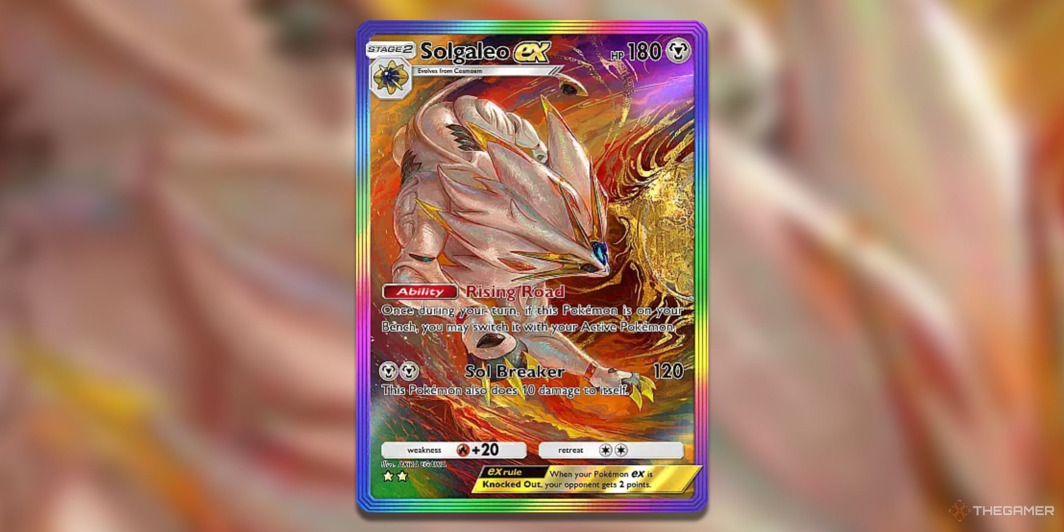 تصویر ویژه Solgaleo EX نادر از گسترش نگهبانان آسمانی Pokemon TCG Pocket.