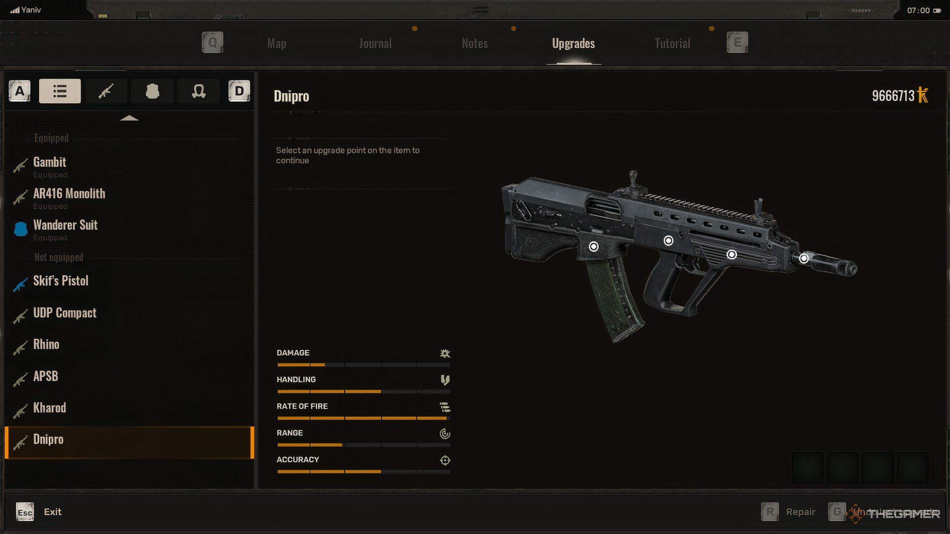 Denopro attack rifle and its statistics in Sticker 2.