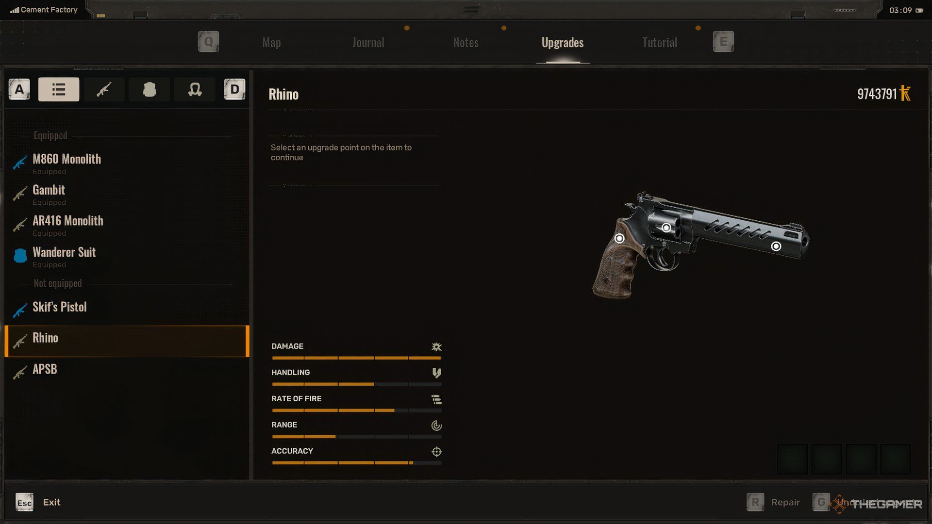 Rhino Revolver and his statistics in Sticker 2.