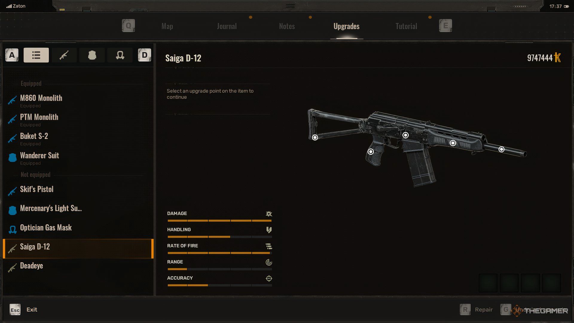 SAIGA D-12 Shotgun with your statistics in Sticker 2.