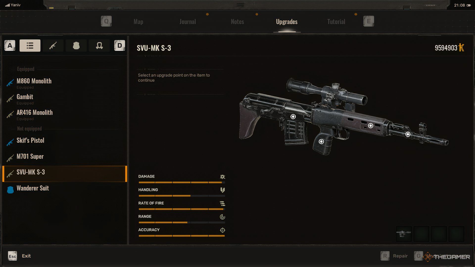 SVU-MK S-3 Sniper Rifle and its statistics in Sticker 2.