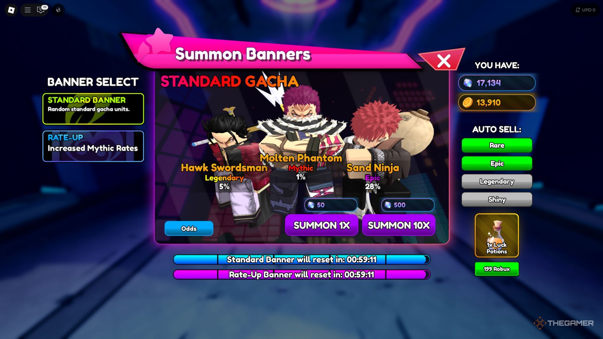 The player character shows the Summon Banners in Anime Ranger X.