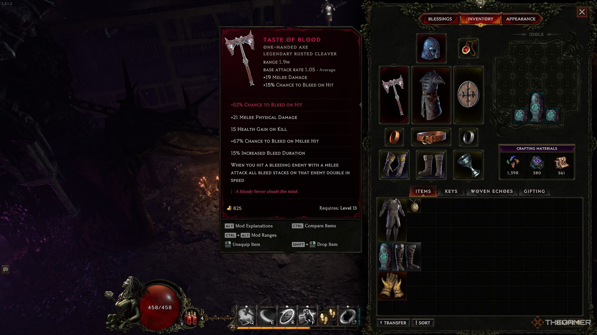 The Taste of Blood Unique one-handed exe in Last Epoch.