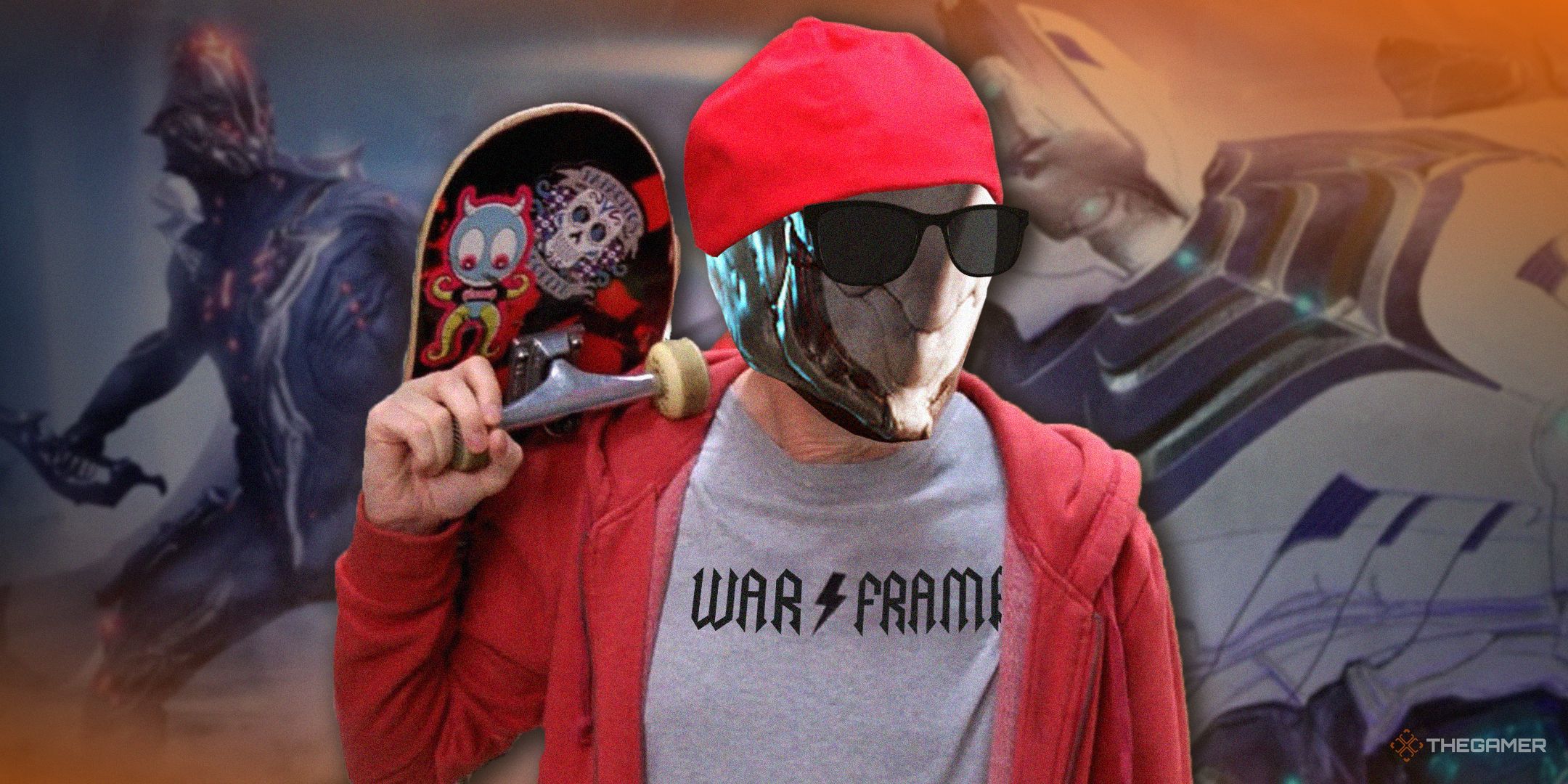 Hello Fellow Kids meme with warframe head
