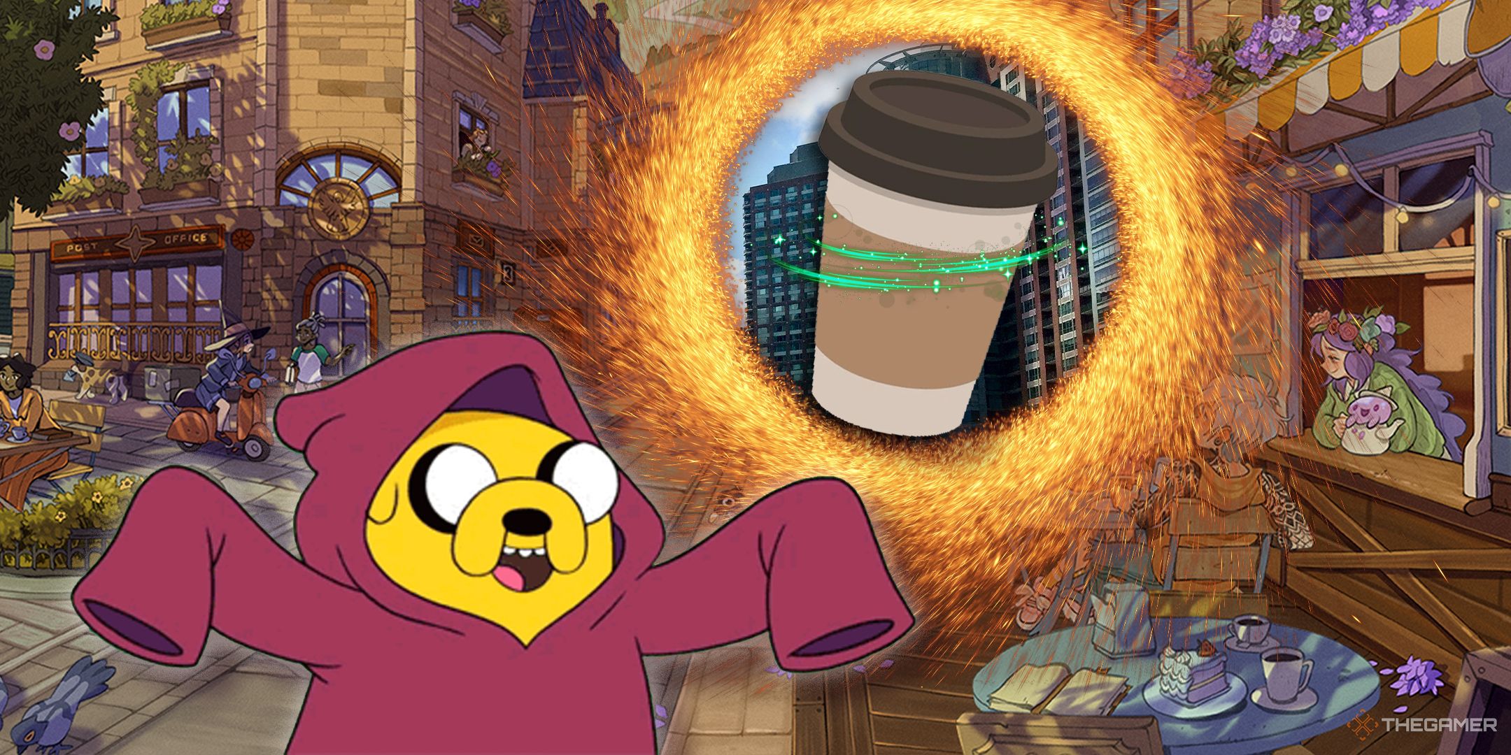 Witchbrook with Jake the dog summoning a coffee