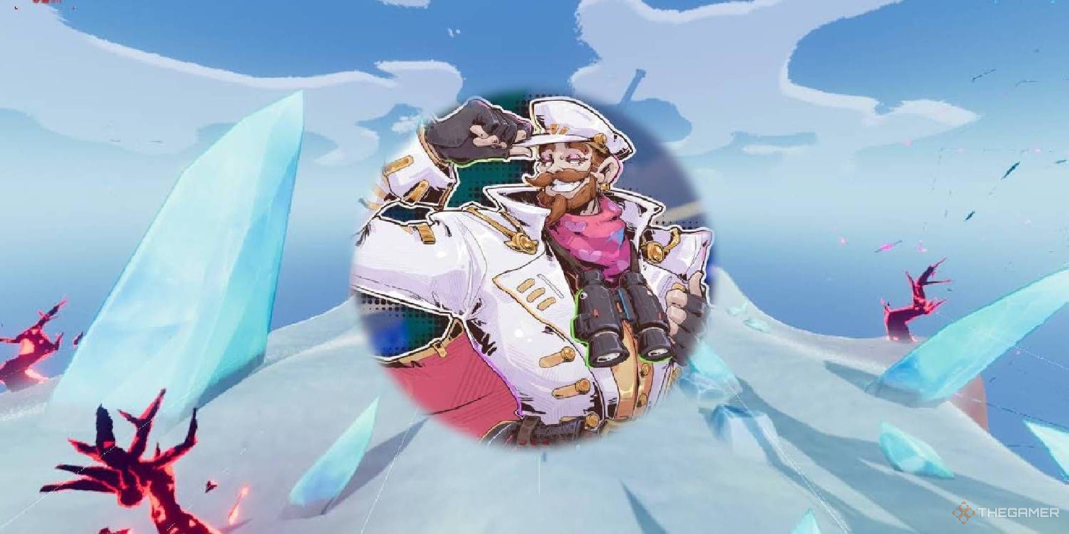 The Captain over snowy landscape from Haste. resup