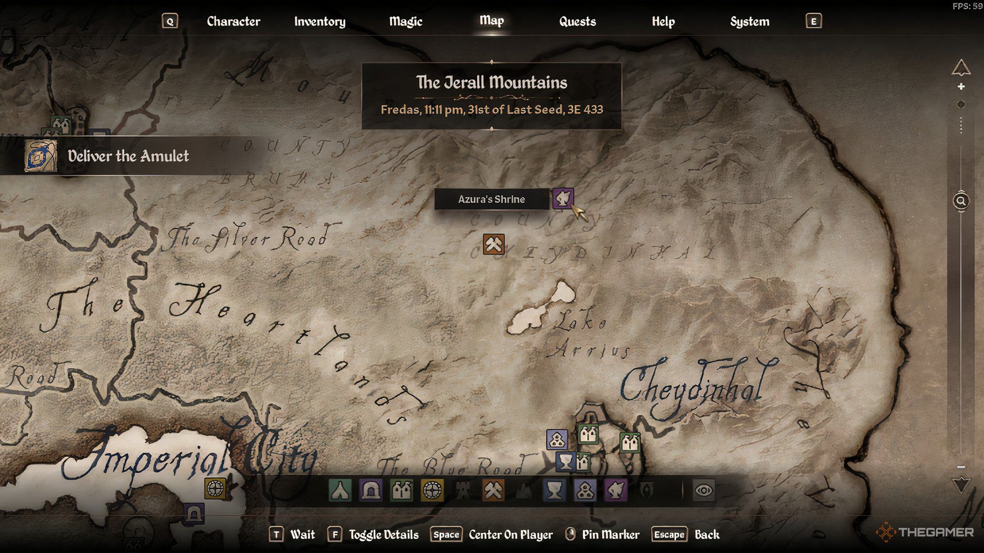 Elder Scarrels IV Oblivion Map of Azura's shrine located.