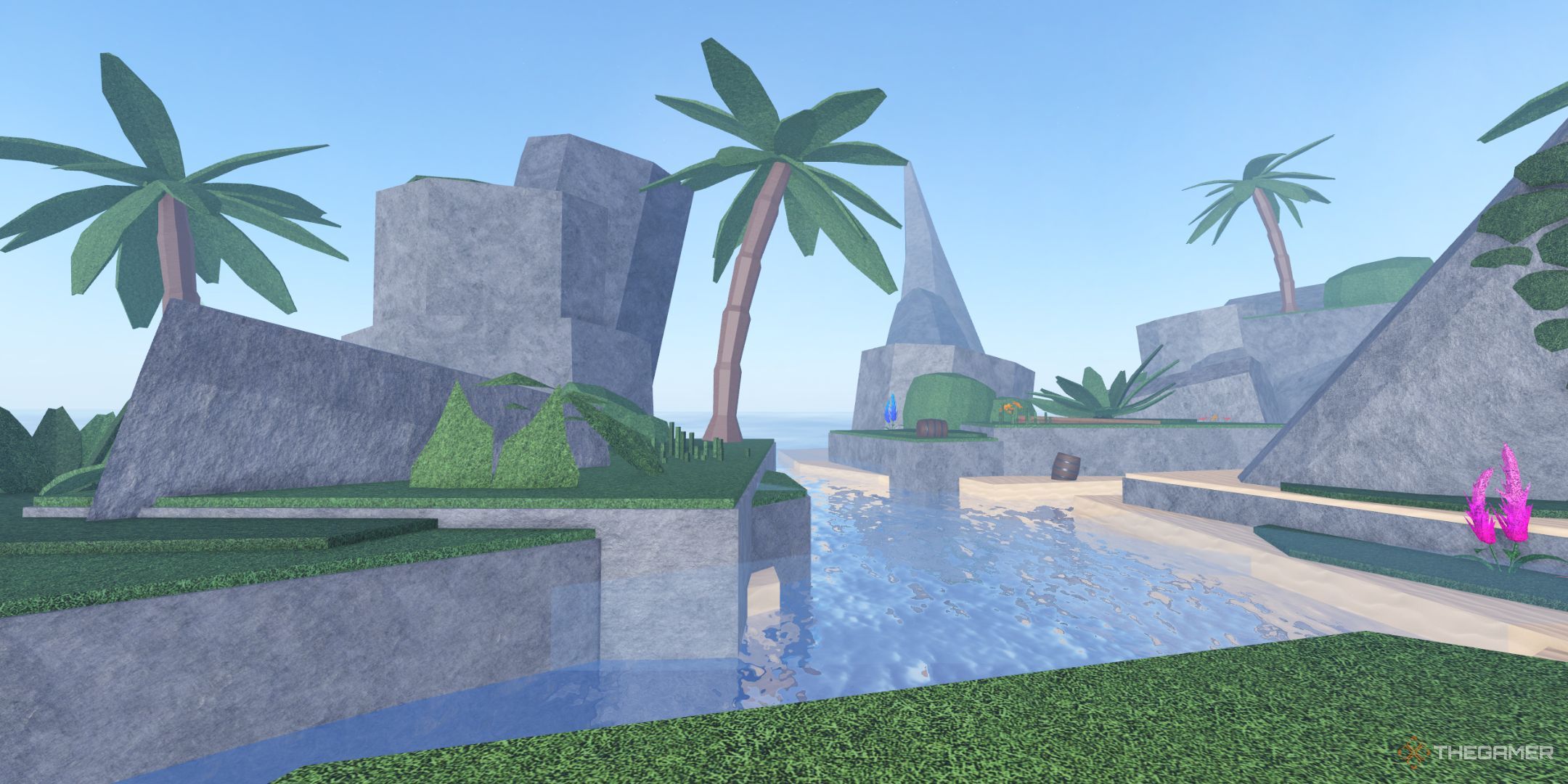 بهترین میله های دریایی دوم در Roblox: Fisch 1 شخصیت پخش کننده جزیره جزیره آغازین جدید در فیش را نشان می دهد.