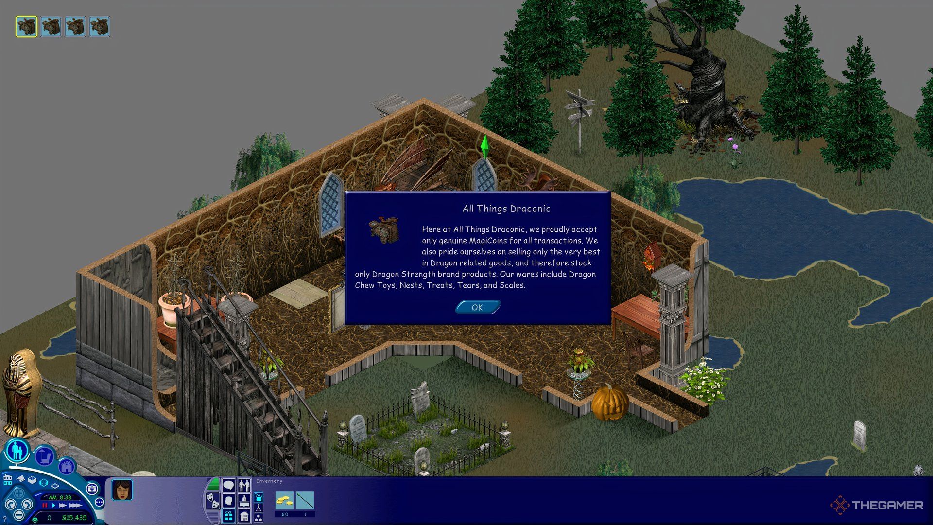 یک پیام پاپ آپ که خلاصه همه چیز Draconic در Magic Town در Sims است.