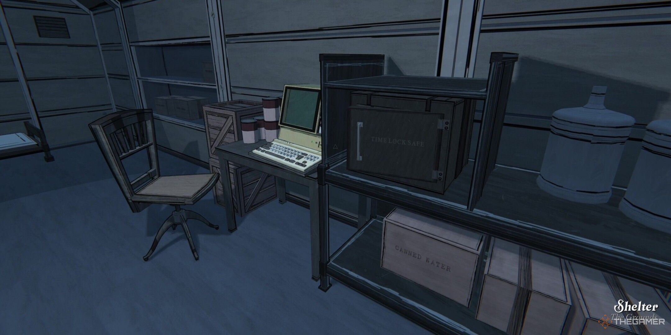 An open Time-Lock safe in the Shelter in Blue Prince.