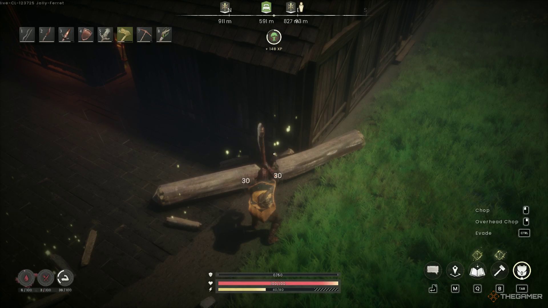 The player is cutting into the Ranskip: Dragon Weldis.