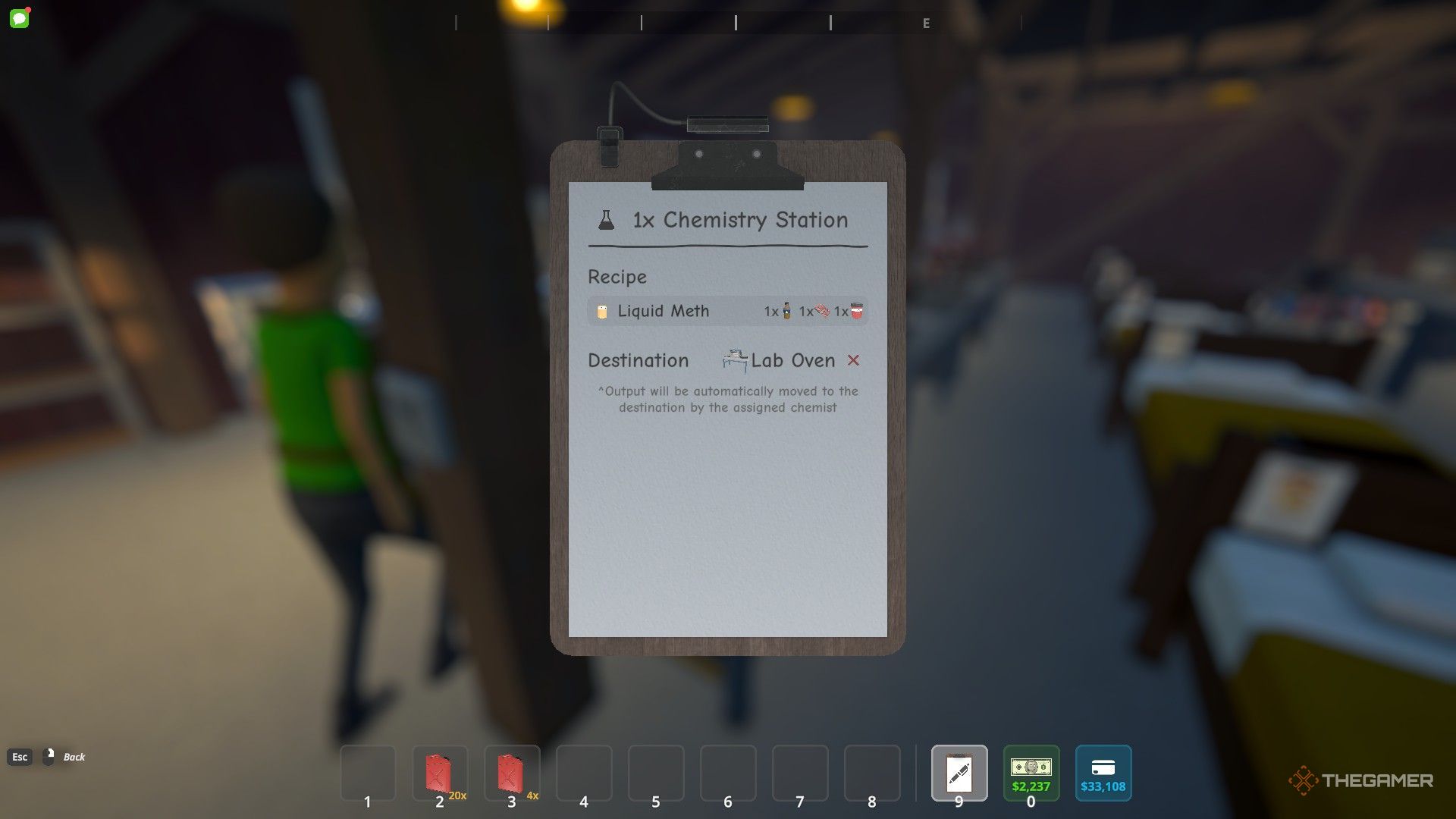 Clipboard menu of a chemistry station in Schedule 1.