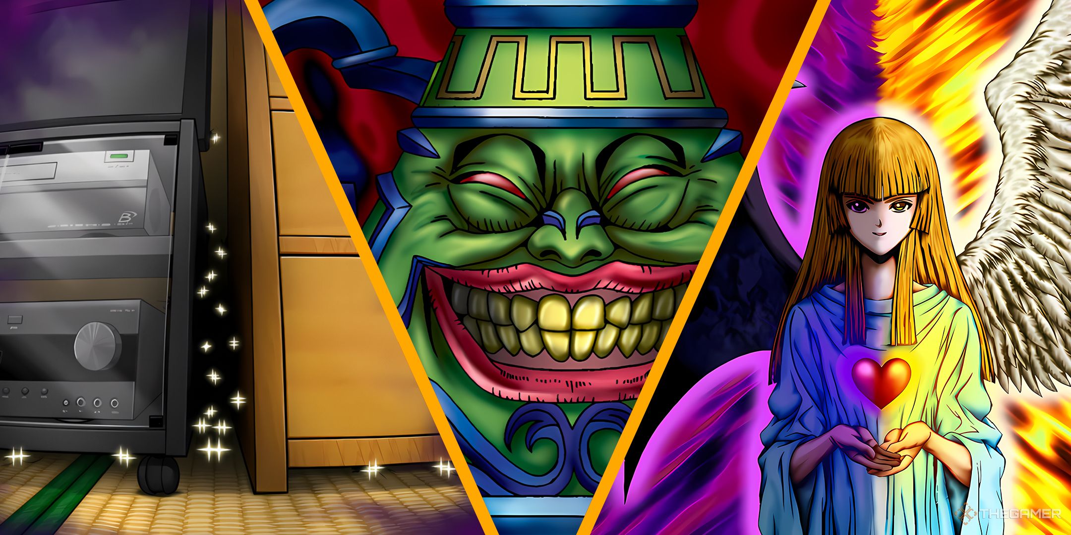Yu-Gi-Oh! Banned Cards, showing Maxx C, Pot of Greed, and Change of Heart.